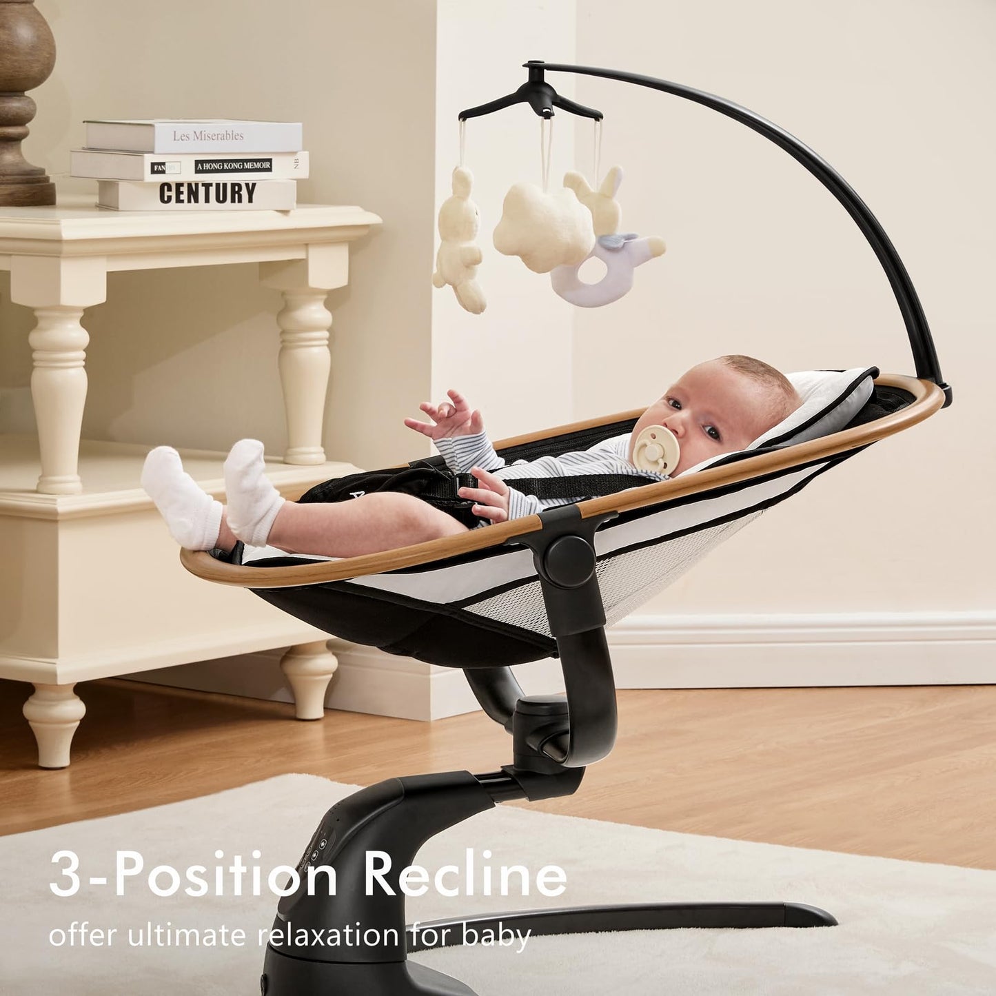 Angelbliss Baby Swing with Cry Detection, Side-to-Side Electric Swing with 5 Speeds