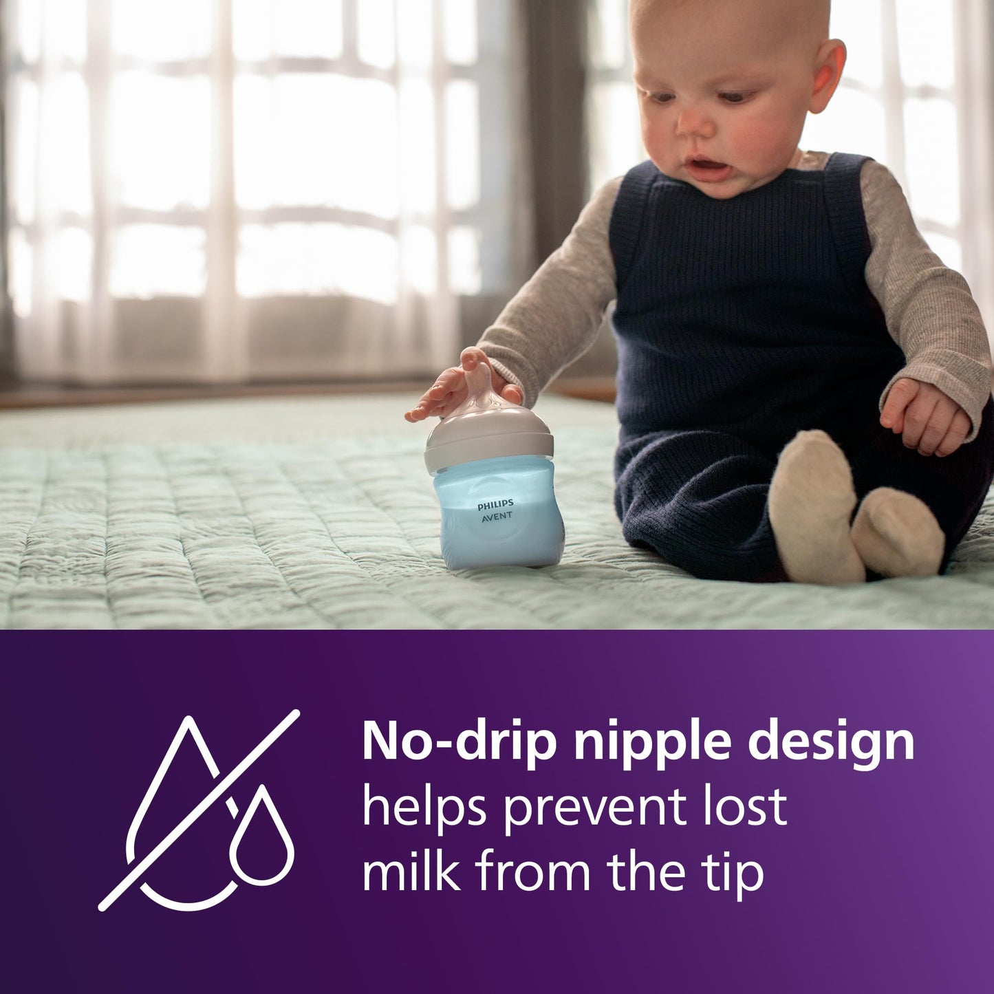 Philips Avent Natural Baby Bottles with Natural Response Nipples (Slow Flow, Flow 2), 4oz, 4-Pack