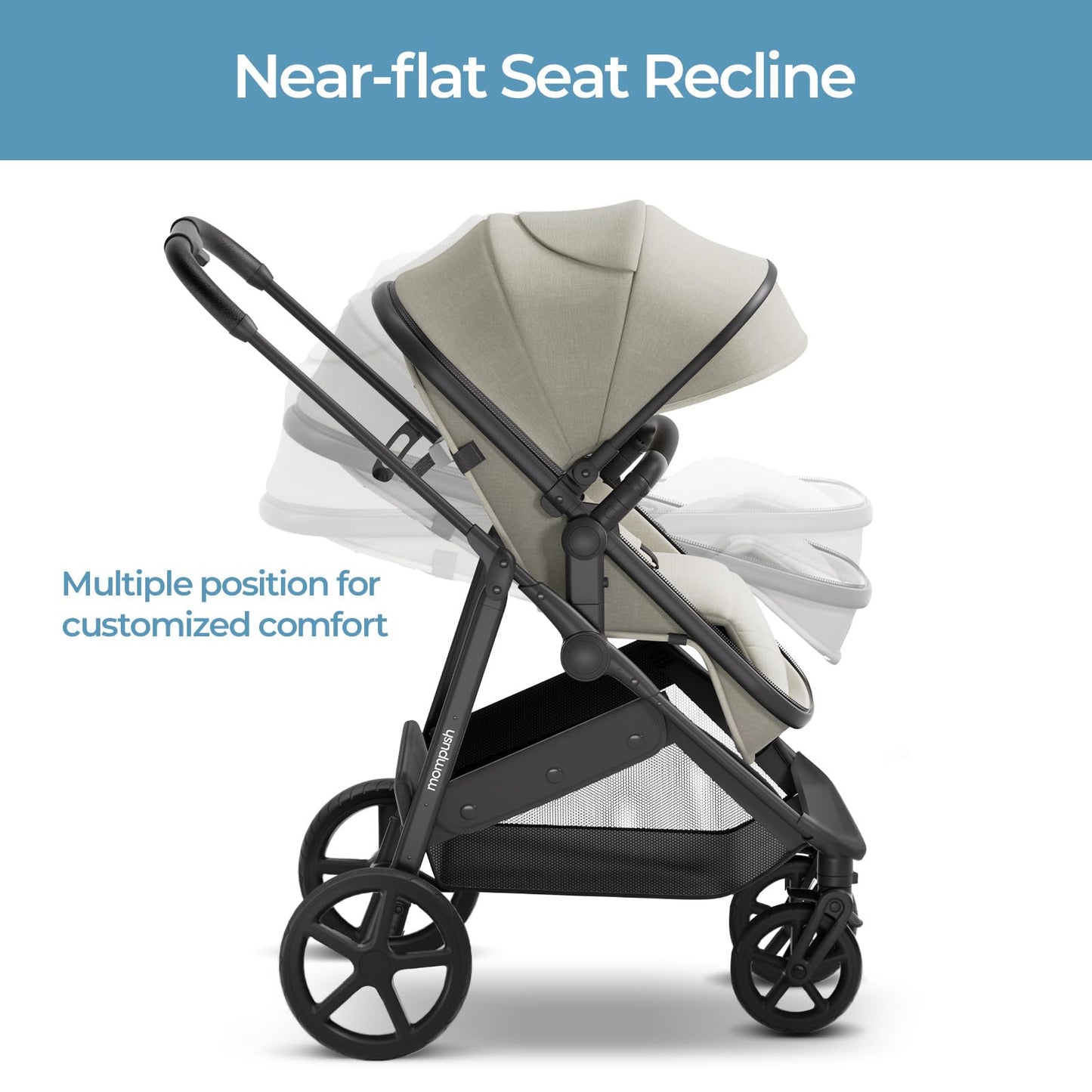 Mompush Wiz 2-in-1 Convertible Baby Stroller with Bassinet Mode, Foldable Infant Stroller with Reversible Seat and Large UPF 50+ Canopy