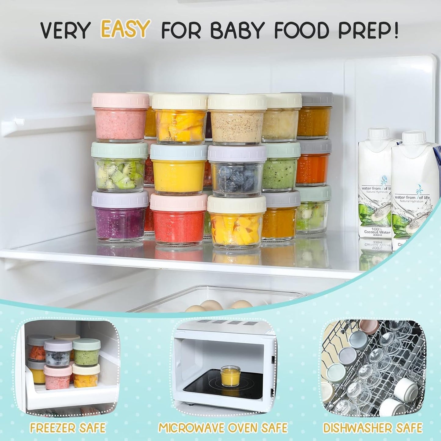 VITEVER 12 Pack Glass Baby Food Storage Containers