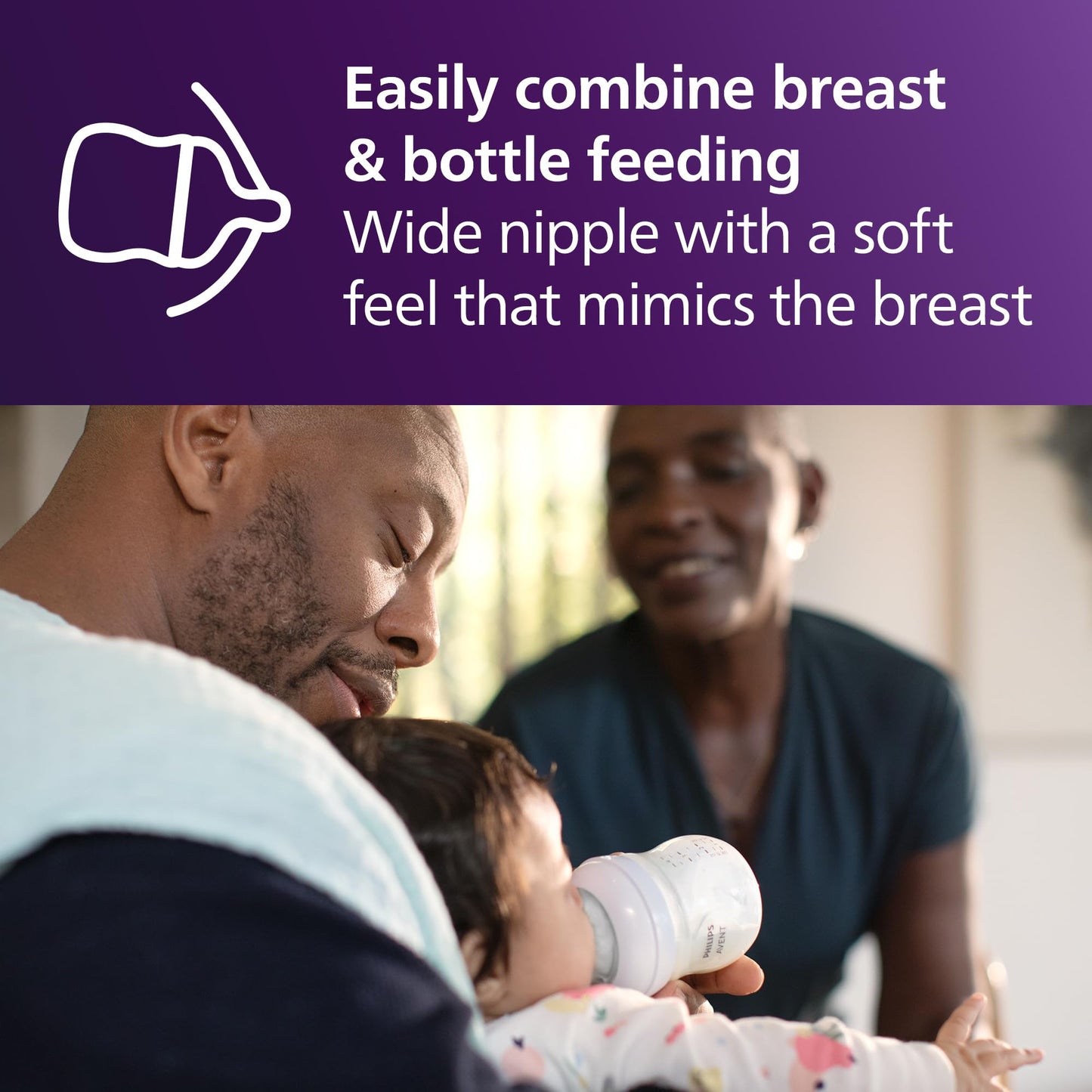 Philips Avent Natural Baby Bottles with Natural Response Nipples (Slow Flow, Flow 2), 4oz, 4-Pack