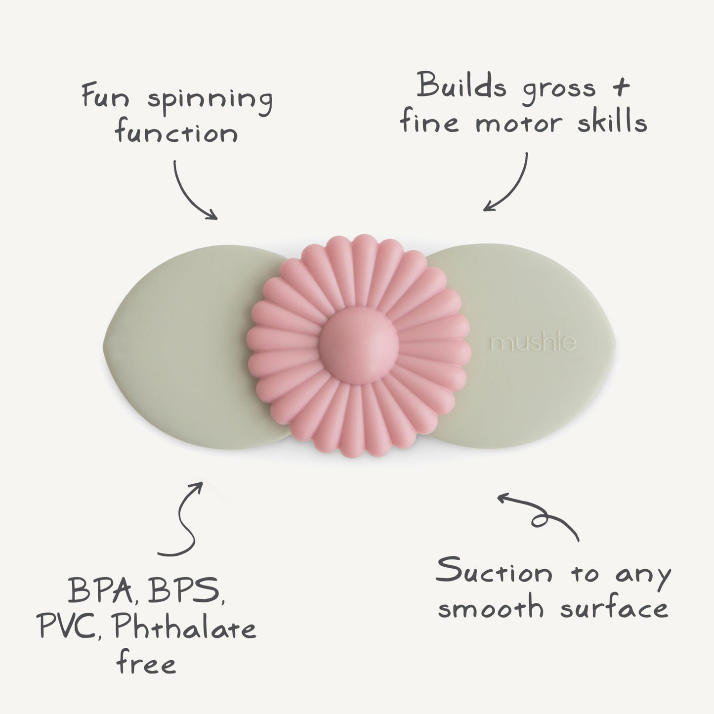 mushie Sunshine Suction Spinner Toy | Toddler Sensory Toys for Bath & Play