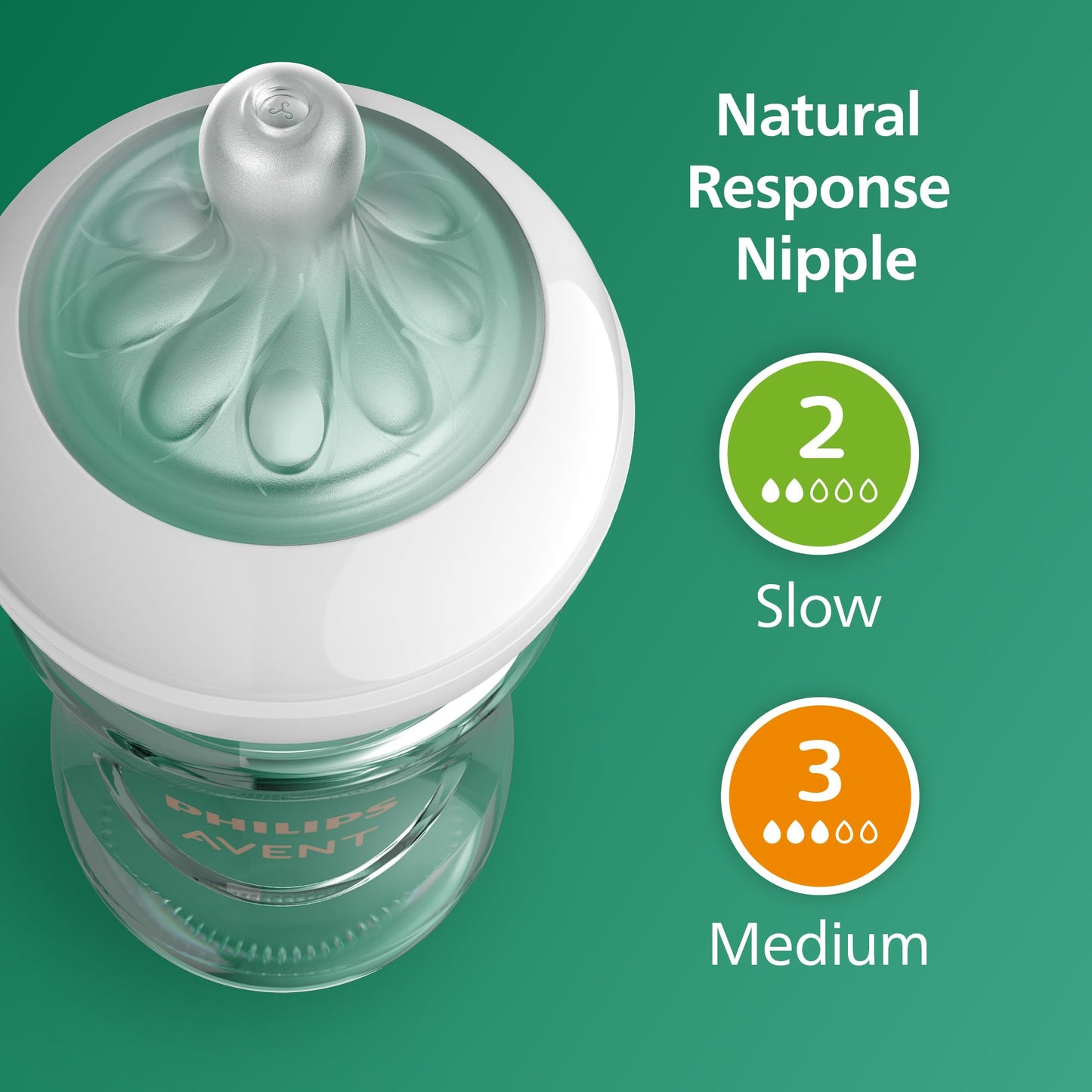 Philips Avent Natural Glass Baby Bottles with Natural Response Nipples (Slow Flow, Flow 2), 4oz, 4-Pack, SCY910/04
