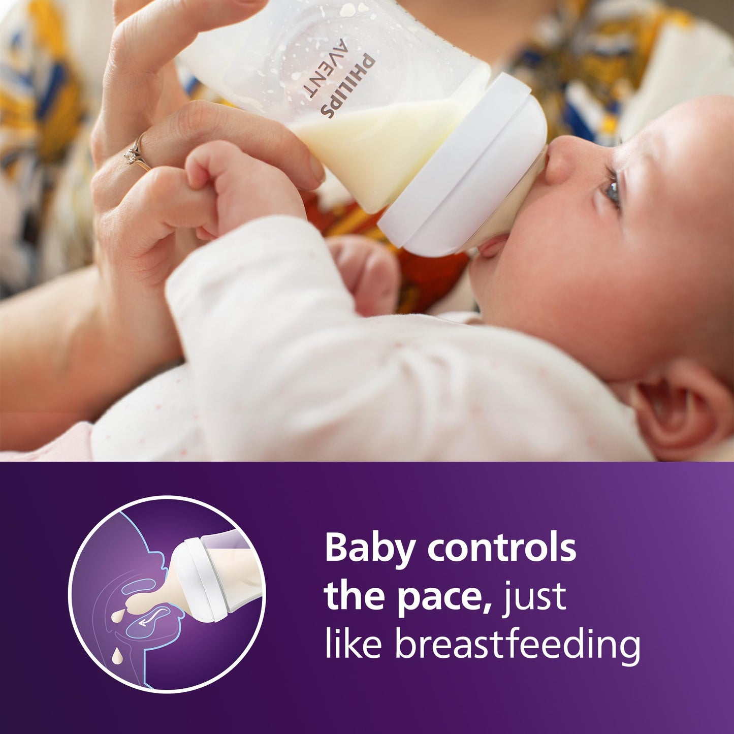Philips Avent Natural Baby Bottles with Natural Response Nipples (Slow Flow, Flow 2), 4oz, 4-Pack