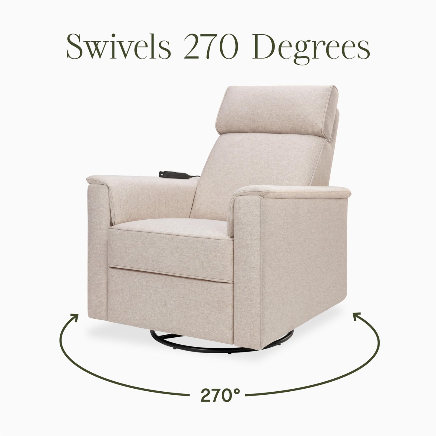 NAMESAKE Willa Plus Electric Power Recliner Chair with Headrest & USB Ports - Water & Stain Resistant Nursery Glider Rocking Chair for Nursing - GREENGUARD Gold Certified 270° Swivel Glider Recliner