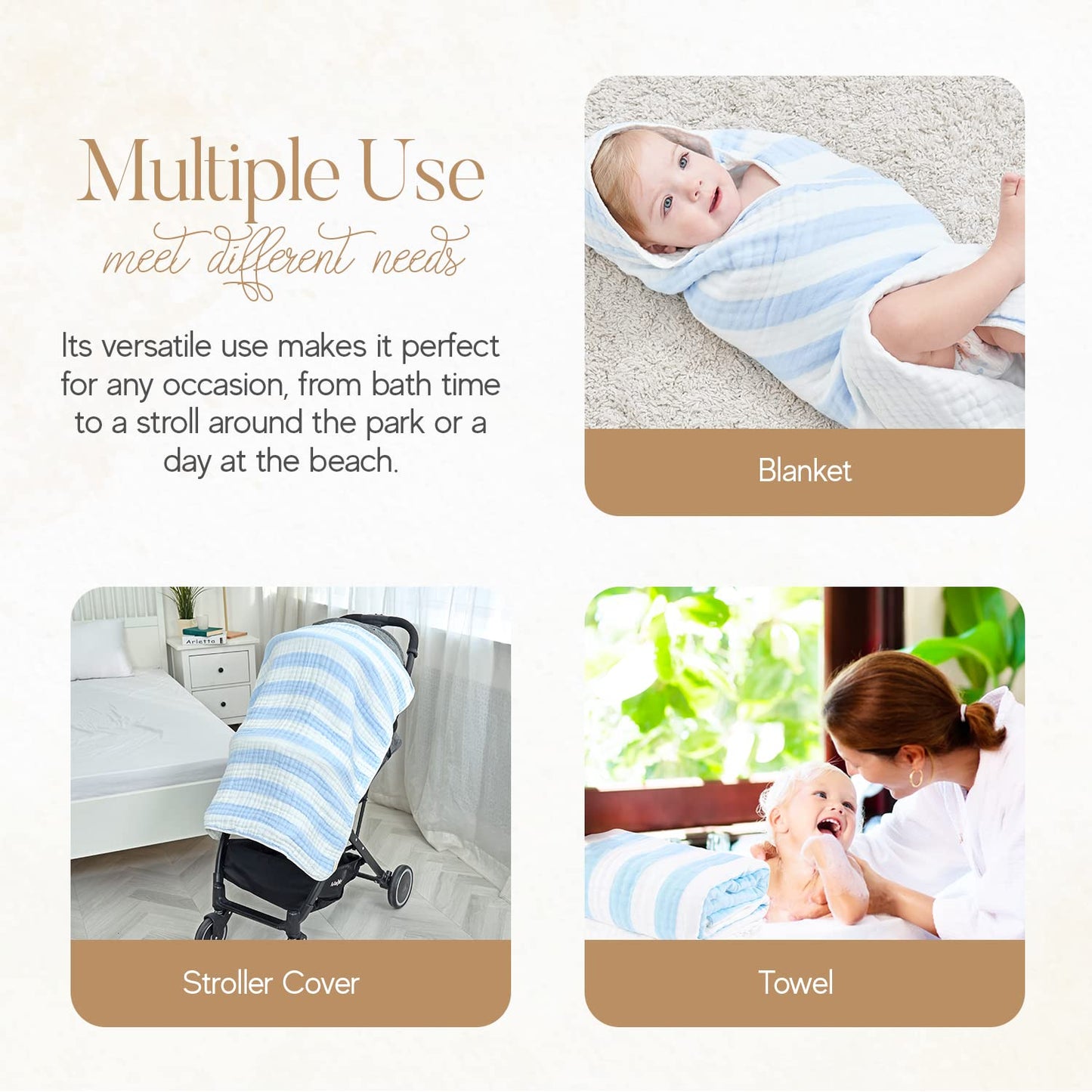 Muslin Hooded Baby Towel 4 Pack