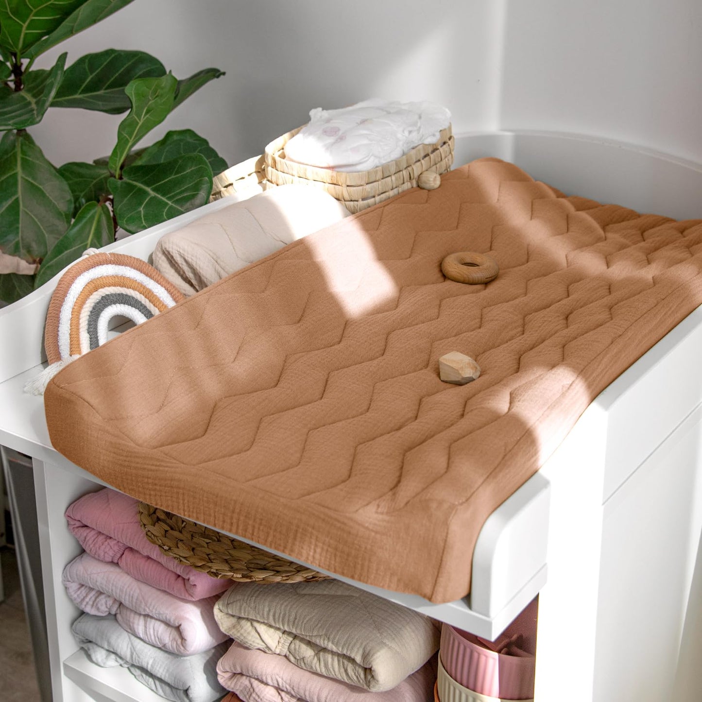 lulumoon Muslin Changing Pad Cover: Baby Cotton Quilted Changing Table Cover