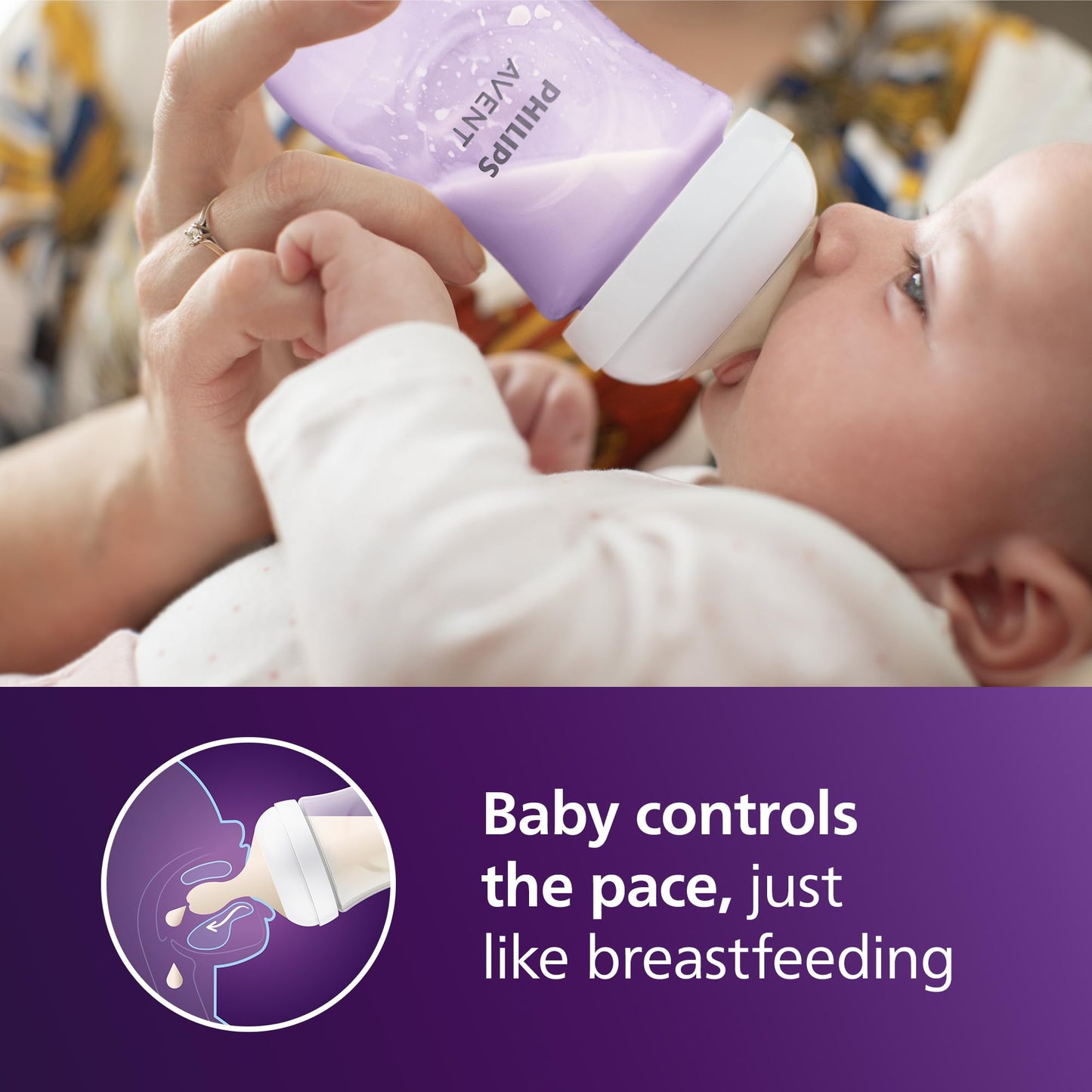 Philips Avent Natural Baby Bottles with Natural Response Nipples (Slow Flow, Flow 2), 4oz, 4-Pack