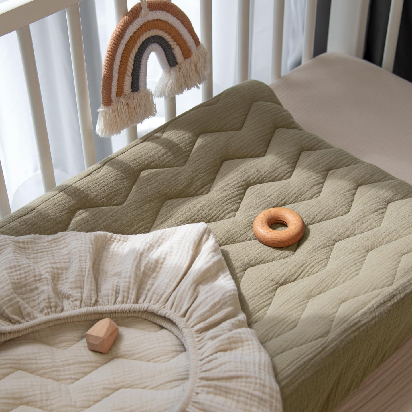 lulumoon Muslin Changing Pad Cover: Baby Cotton Quilted Changing Table Cover