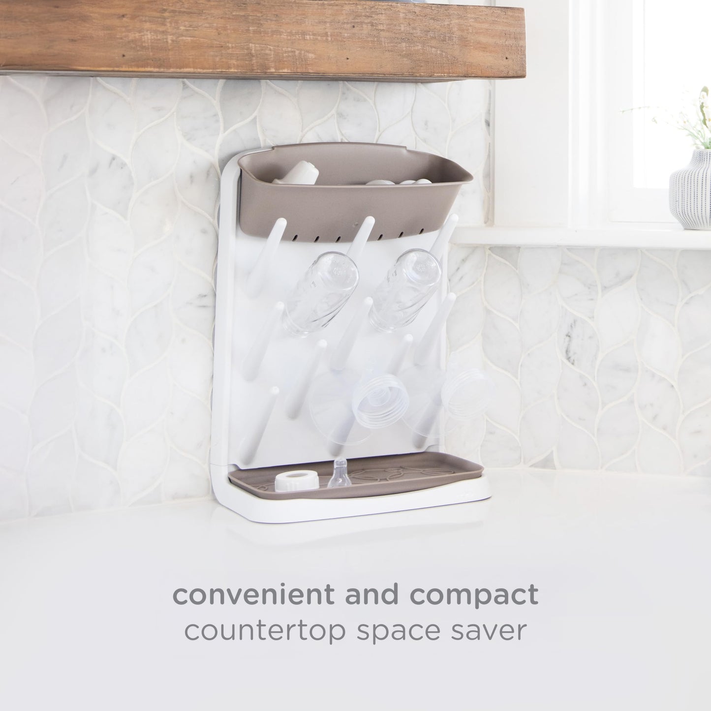 Ubbi Vertical Baby Bottle Drying Rack,Taupe