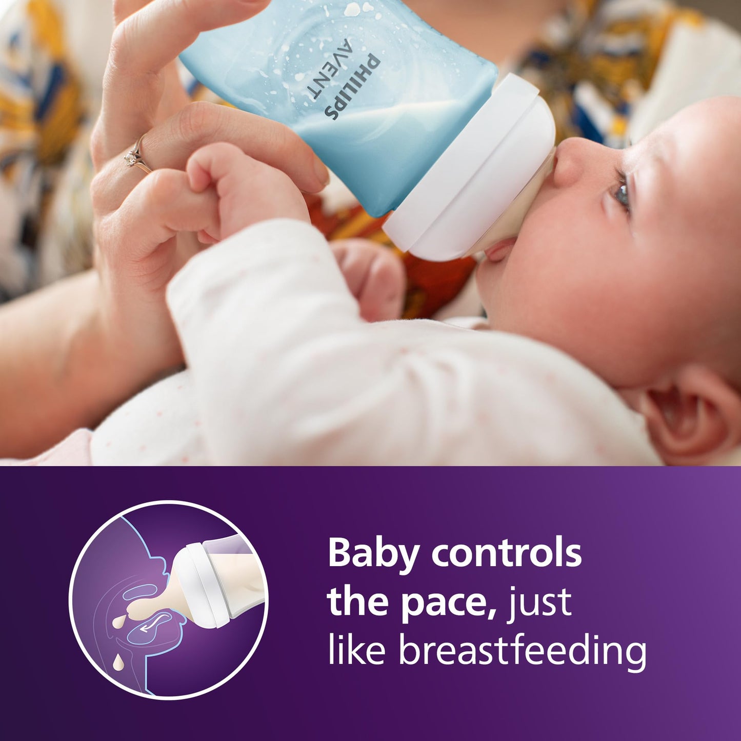 Philips Avent Natural Baby Bottles with Natural Response Nipples (Slow Flow, Flow 2), 4oz, 4-Pack