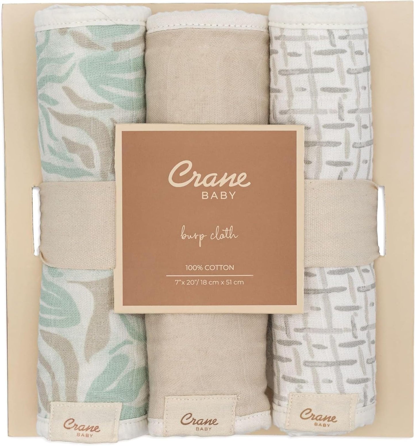 Crane Baby Muslin Burp Cloths, Nautical Theme Whale Design, Baby Boy Essentials, Cotton, Set of 3, 7" x 20" Blue Burp Cloth Set