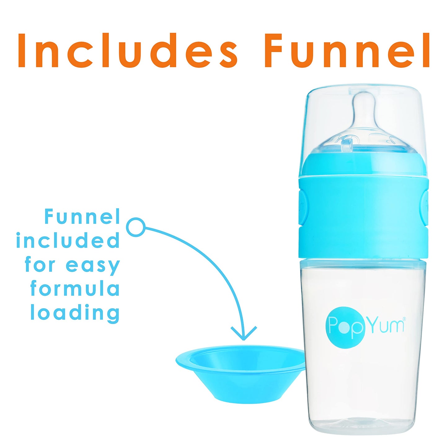 PopYum Orange Formula Making Baby Bottle Starter Set, 4-Pack