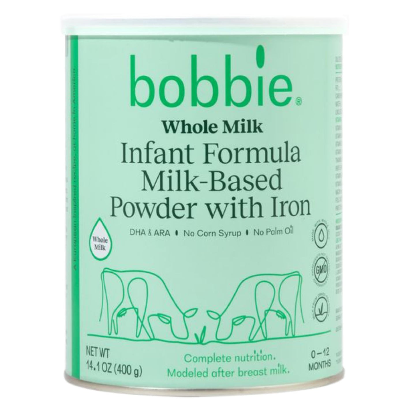 Bobbie Whole Milk, Grass Fed Infant Formula with Iron, Plant Based DHA and ARA, Vitamin D and Protein Blend Modeled After Breast Milk