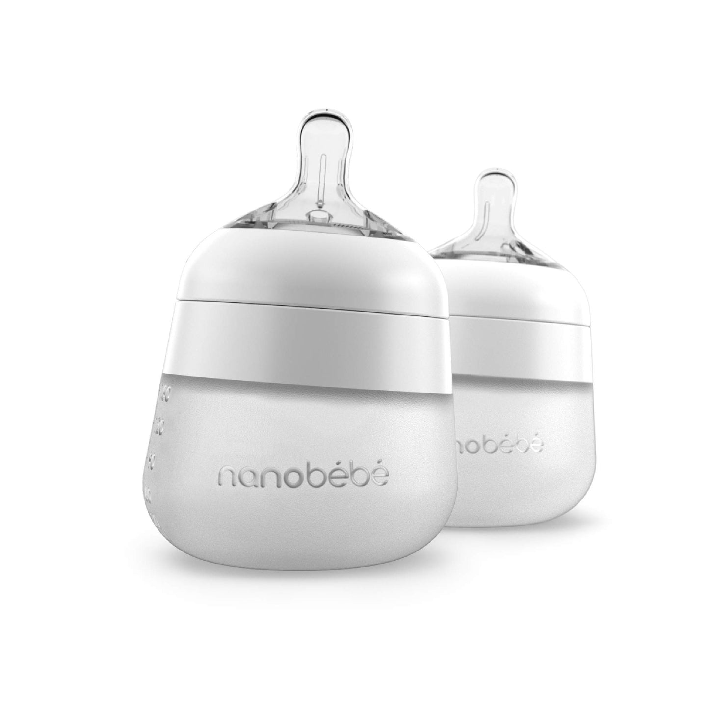 Nanobébé Flexy Silicone Baby Bottle, Anti-Colic, Natural Feel, Non-Collapsing Nipple, Non-Tip Stable Base, Easy to Clean, 3-Pack, Gray, 9oz