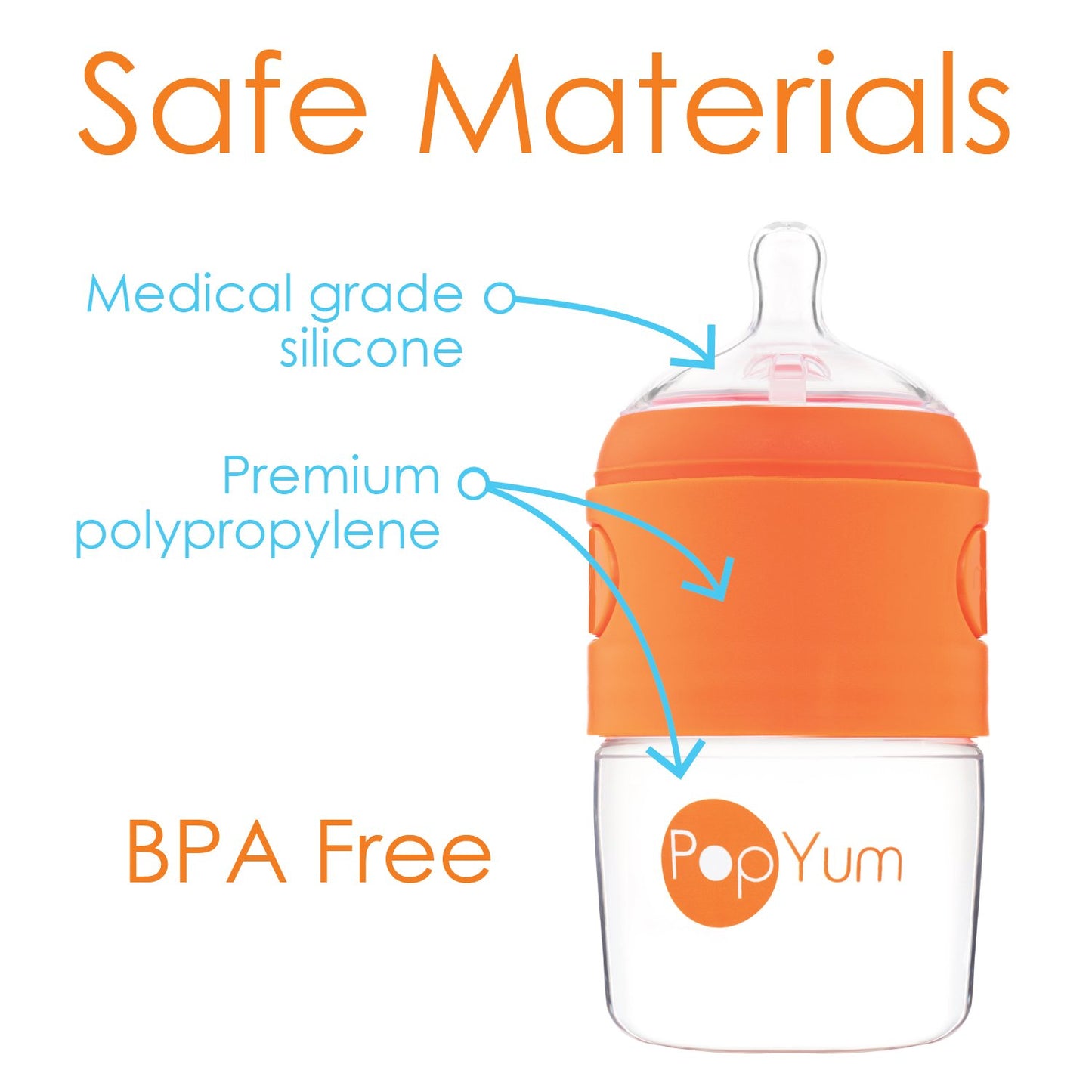 PopYum Orange Formula Making Baby Bottle Starter Set, 4-Pack