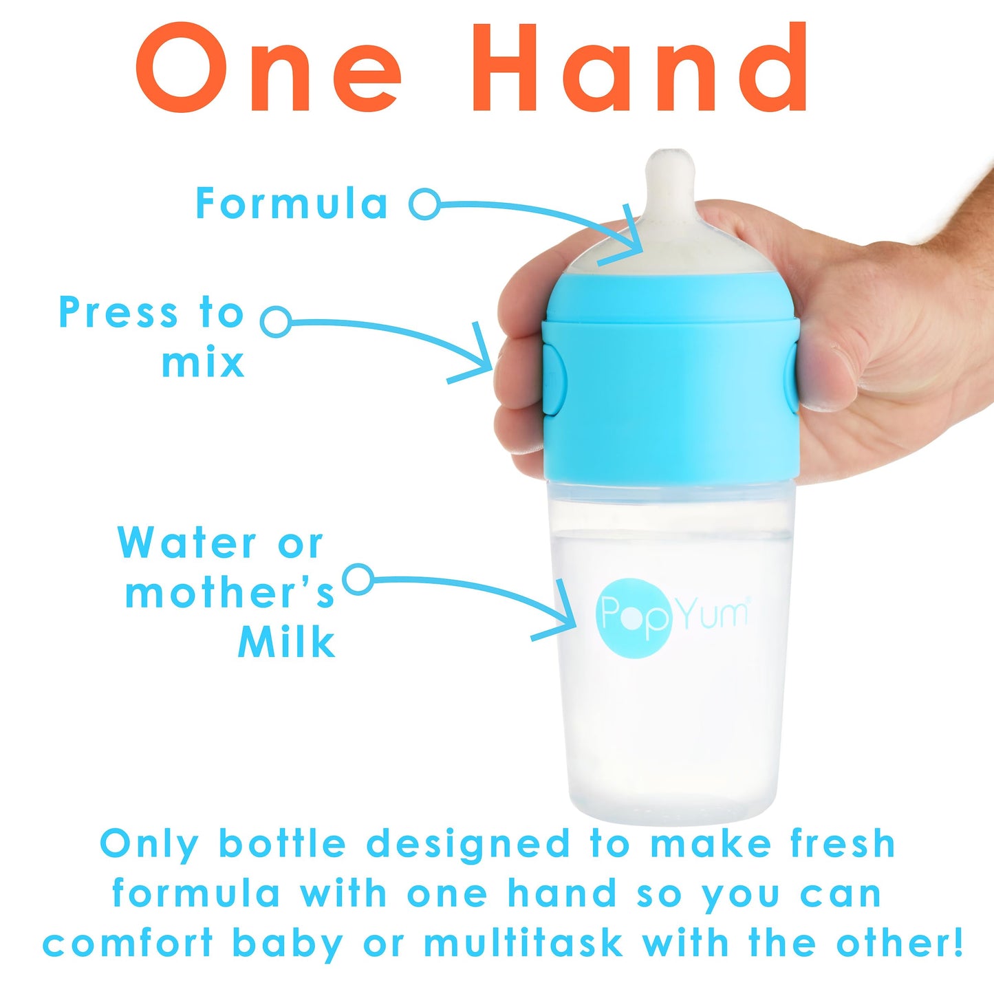 PopYum Orange Formula Making Baby Bottle Starter Set, 4-Pack