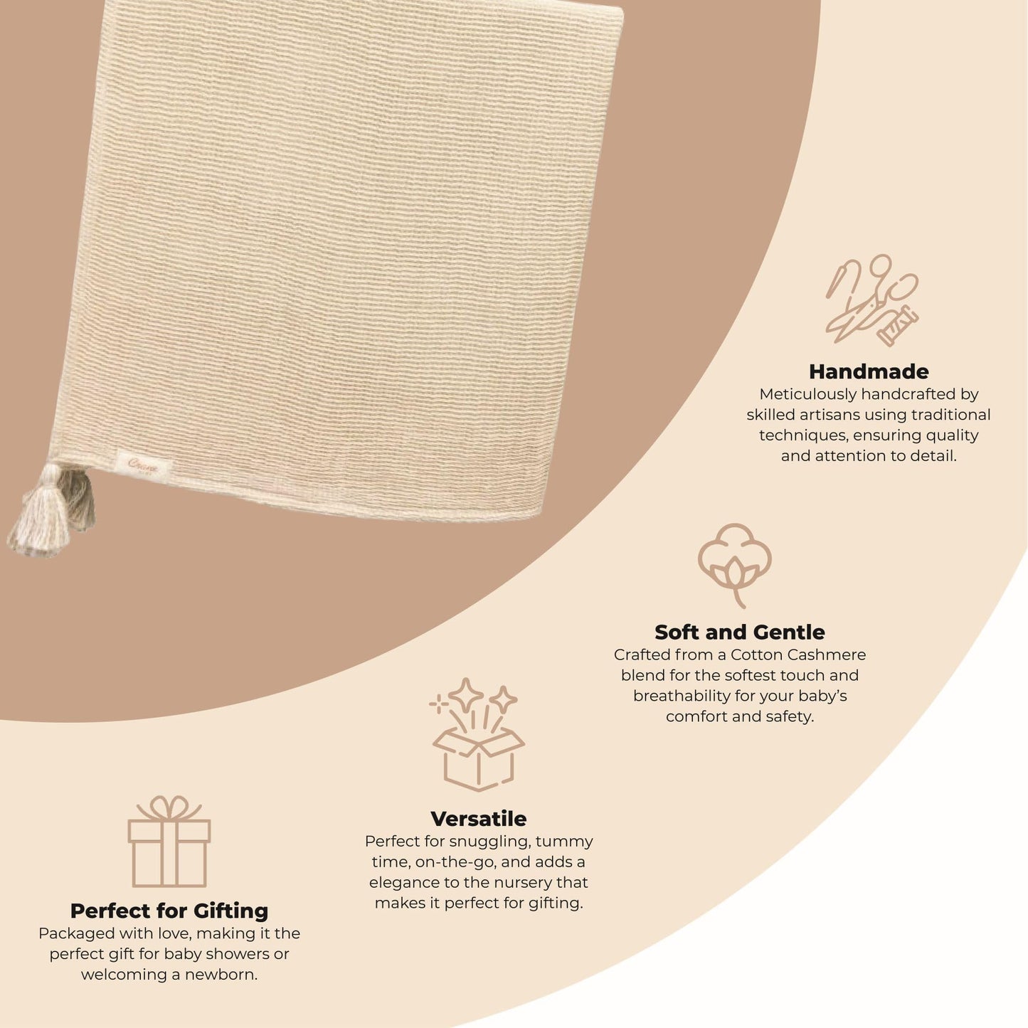 Crane Baby Blanket, 36” x 36”, Soft Cotton Quilted Nursery Blanket for Boys and Girls, Copper, Ezra Print