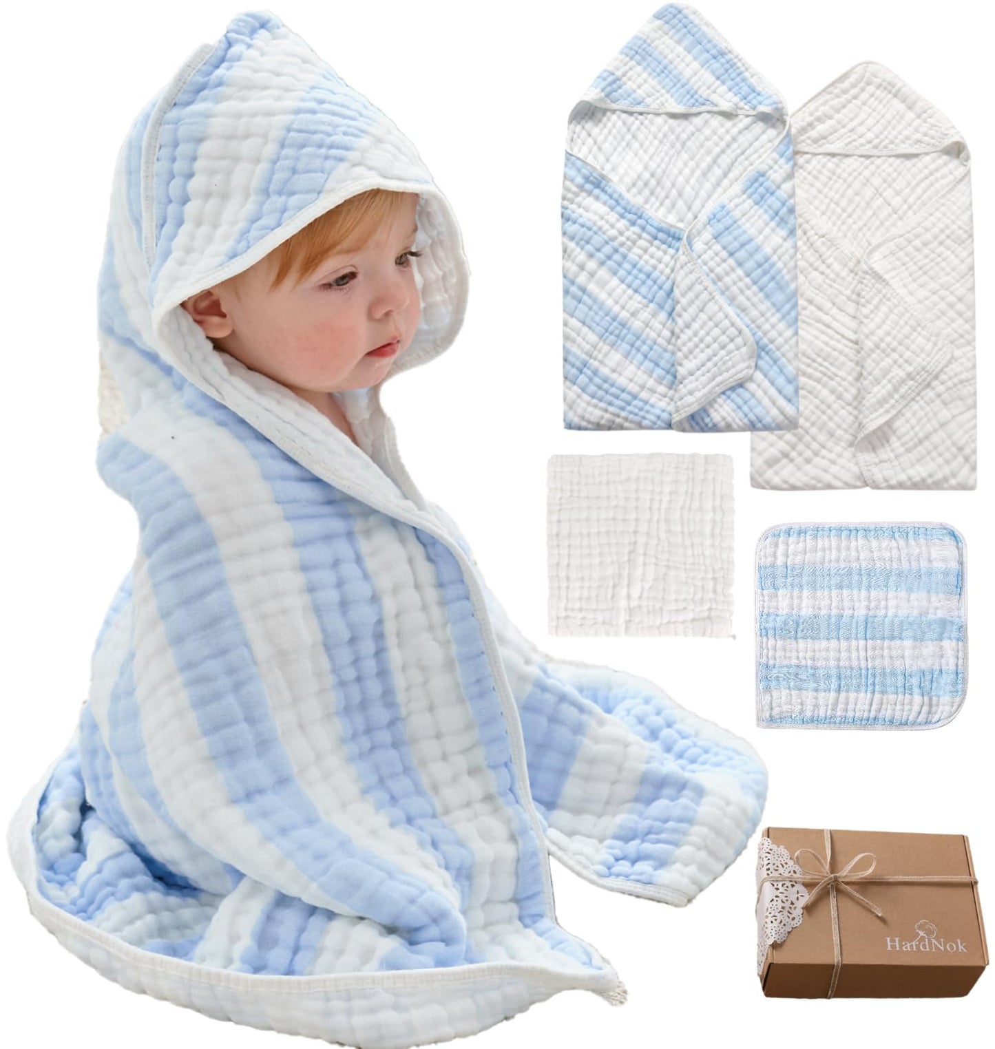 Muslin Hooded Baby Towel 4 Pack