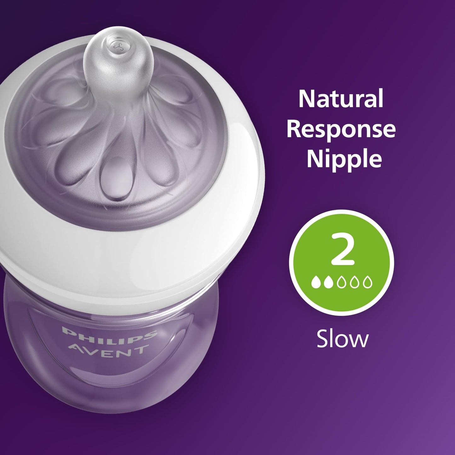Philips Avent Natural Baby Bottles with Natural Response Nipples (Slow Flow, Flow 2), 4oz, 4-Pack