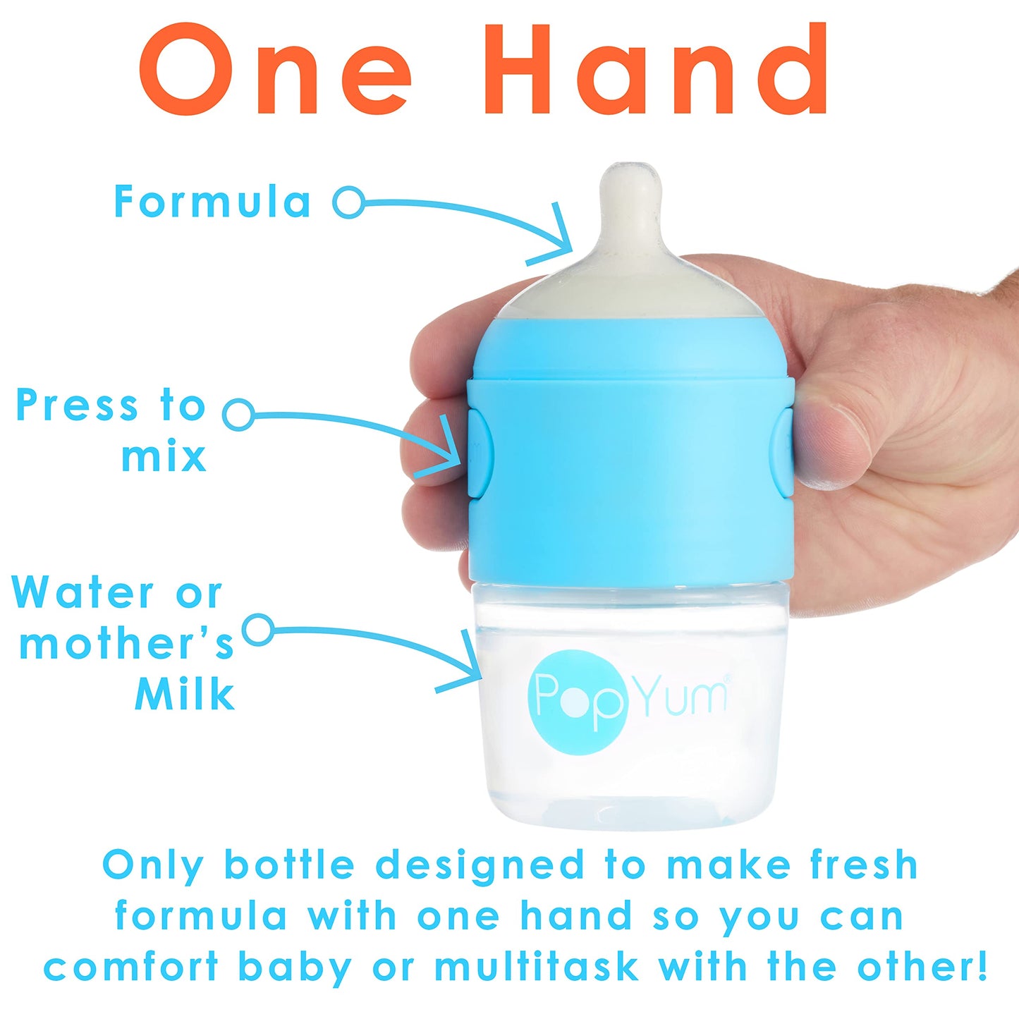 PopYum Orange Formula Making Baby Bottle Starter Set, 4-Pack