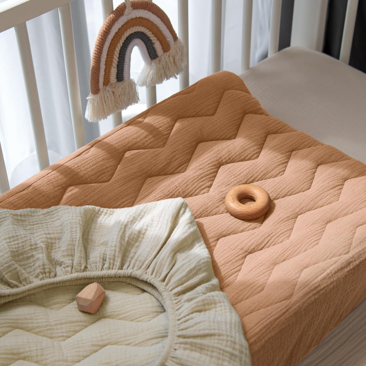 lulumoon Muslin Changing Pad Cover: Baby Cotton Quilted Changing Table Cover
