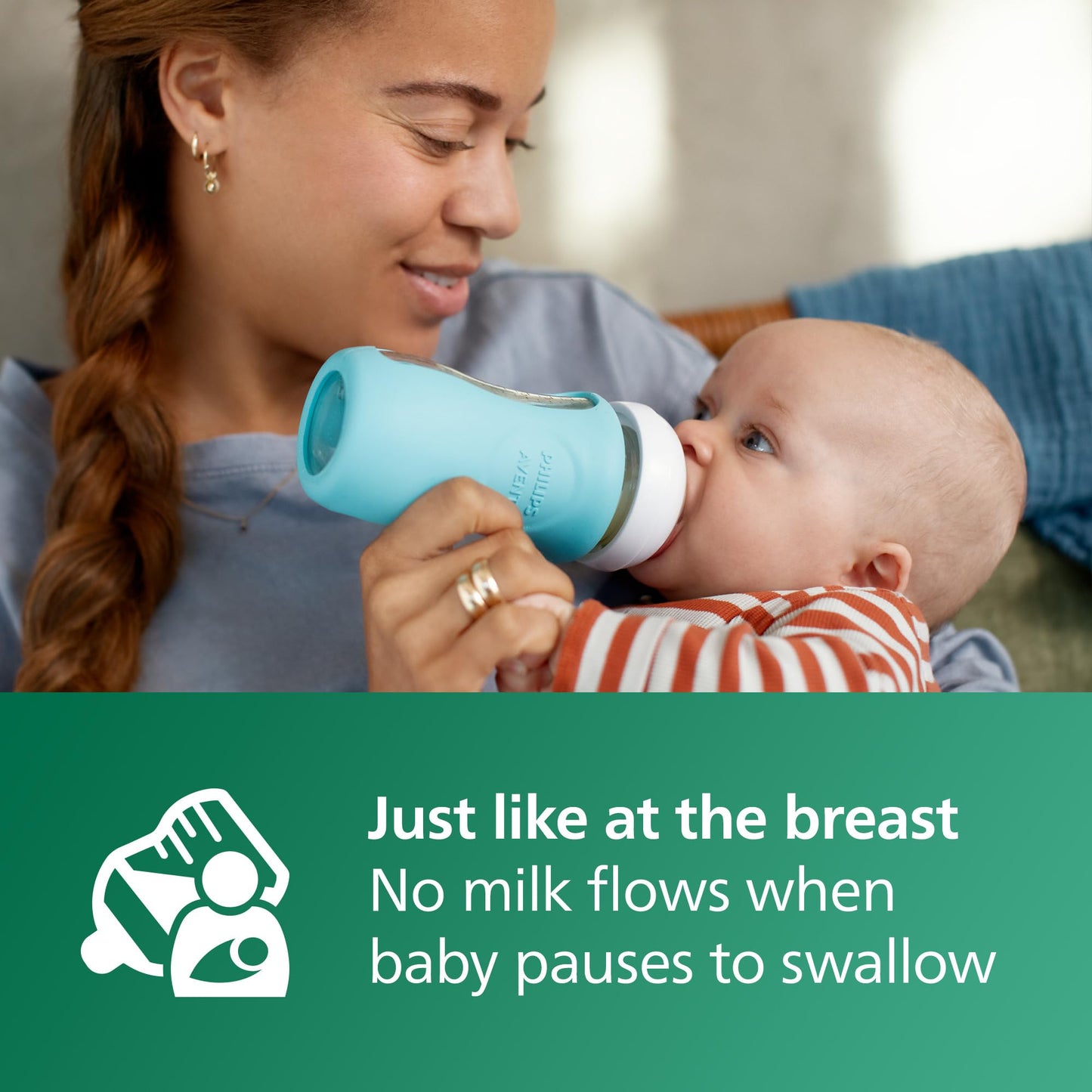 Philips Avent Natural Glass Baby Bottles with Natural Response Nipples (Slow Flow, Flow 2), 4oz, 4-Pack, SCY910/04