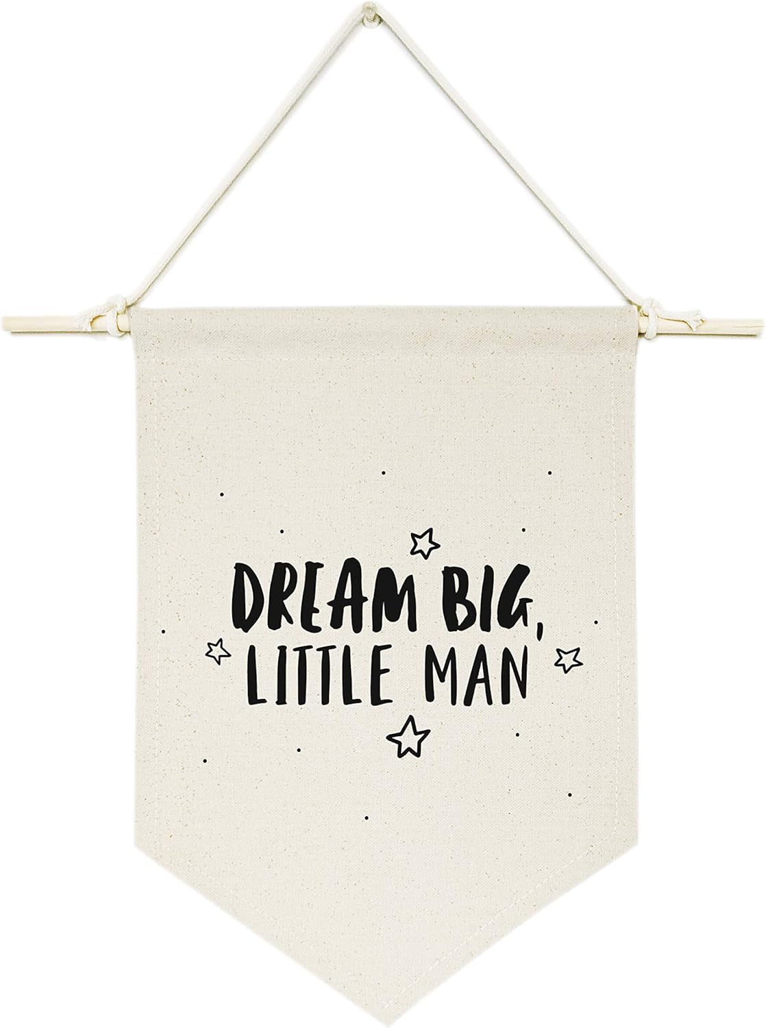 Dream Big Little Man Hanging Wall Canvas Banner for Baby Girl, Baby Boy, Nursery, Teen and Kids Room