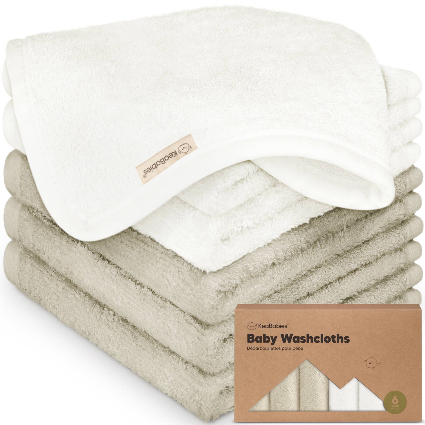KeaBabies - 6-Pack Baby Wash Cloths - All The Things Baby
