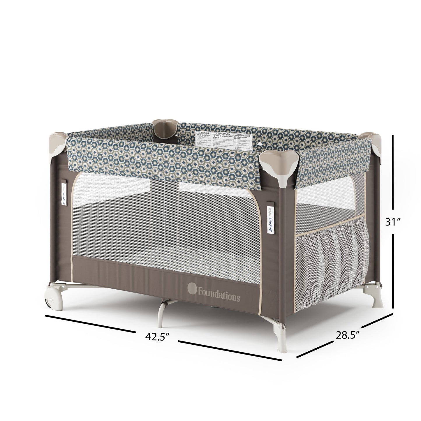 Snugfresh Elite Portable Play Yard, Sahara, Washable Snugfresh Cover Included