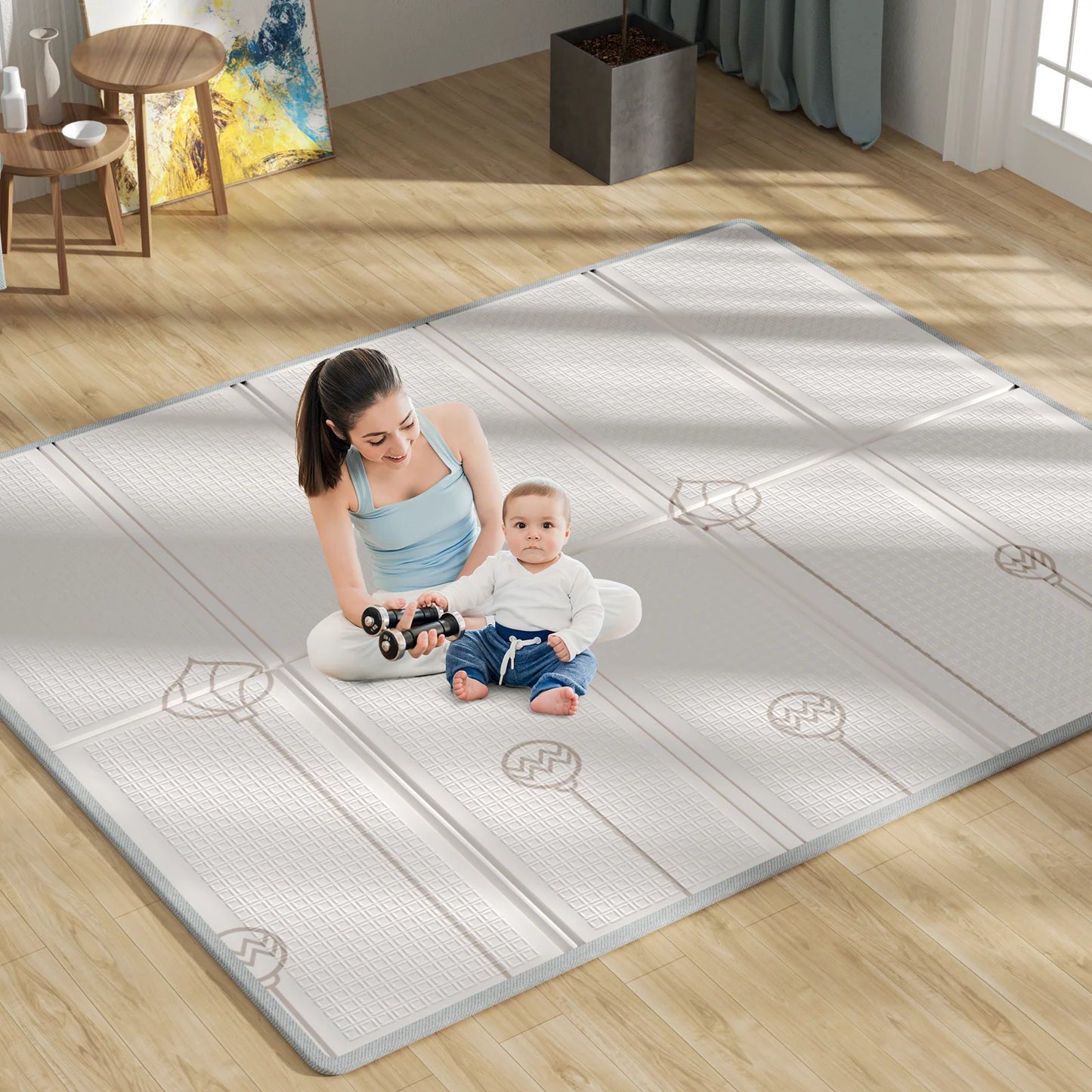 Unicorns Play Mat, 59"X71" Foldable & Reversable Large Play Mat, Non-Toxic Foam Play Mat for Babies and Toddlers