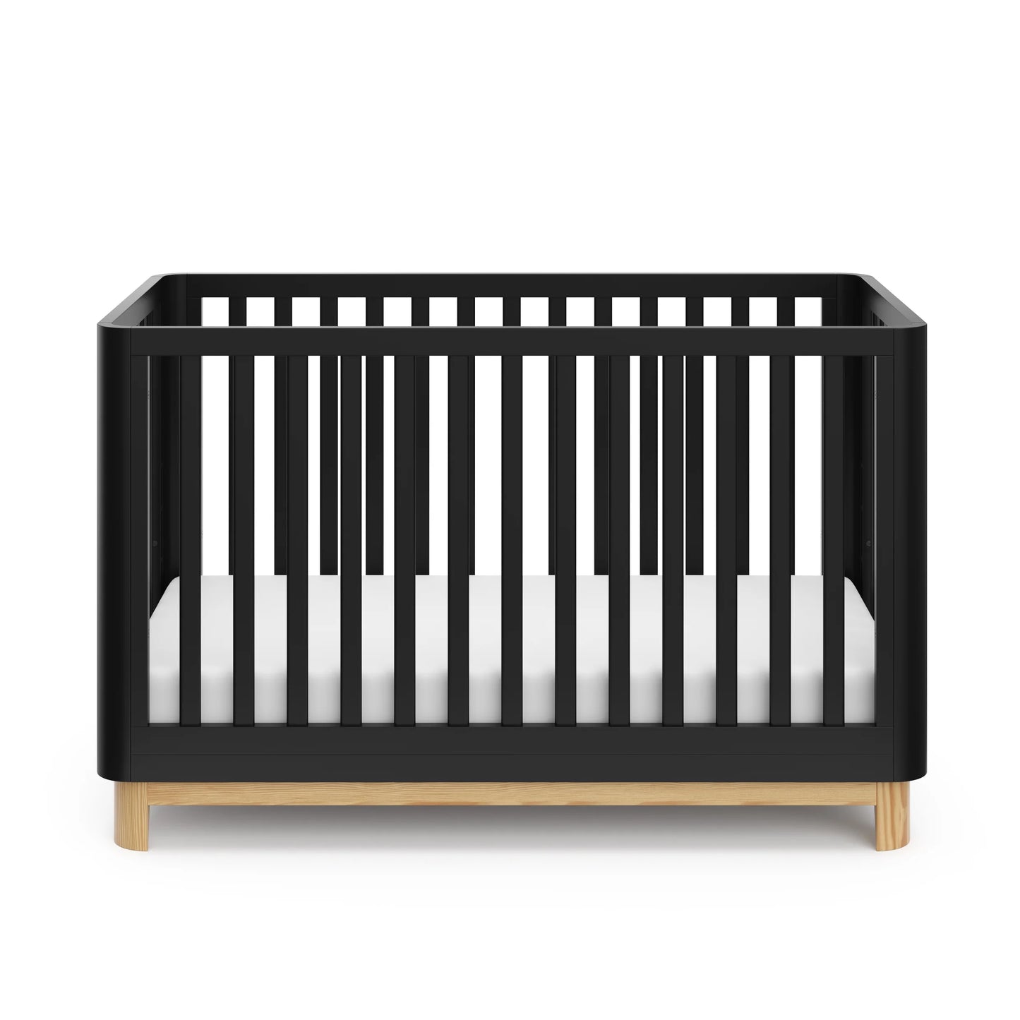 Santos 3-In-1 Convertible Baby Crib, Black with Natural