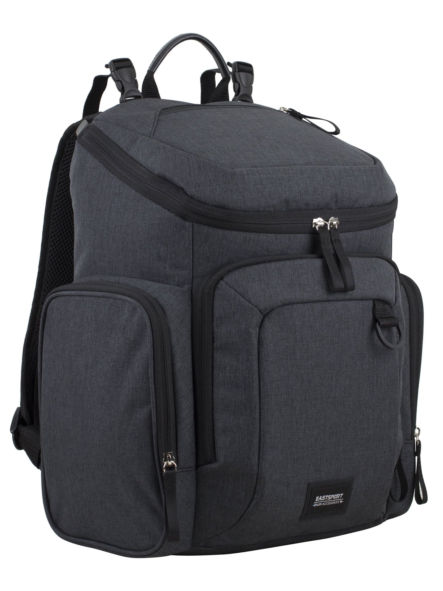 Wooster St. Large Backpack Diaper Bag with Adjustable Shoulder Straps, Bonus Changing Pad, Stroller Straps and Insulated Zipper Pockets, Dark Grey