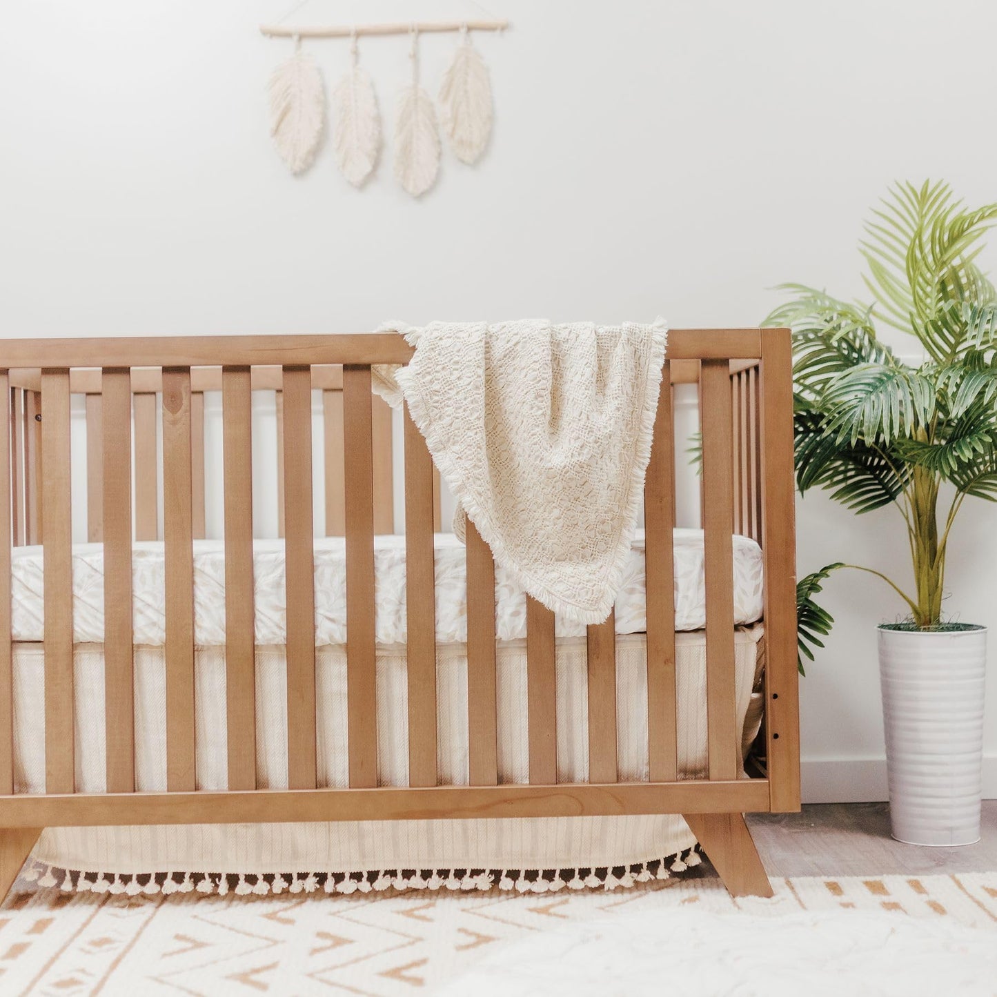 Crane Baby Blanket, 36” x 36”, Soft Cotton Quilted Nursery Blanket for Boys and Girls, Copper, Ezra Print