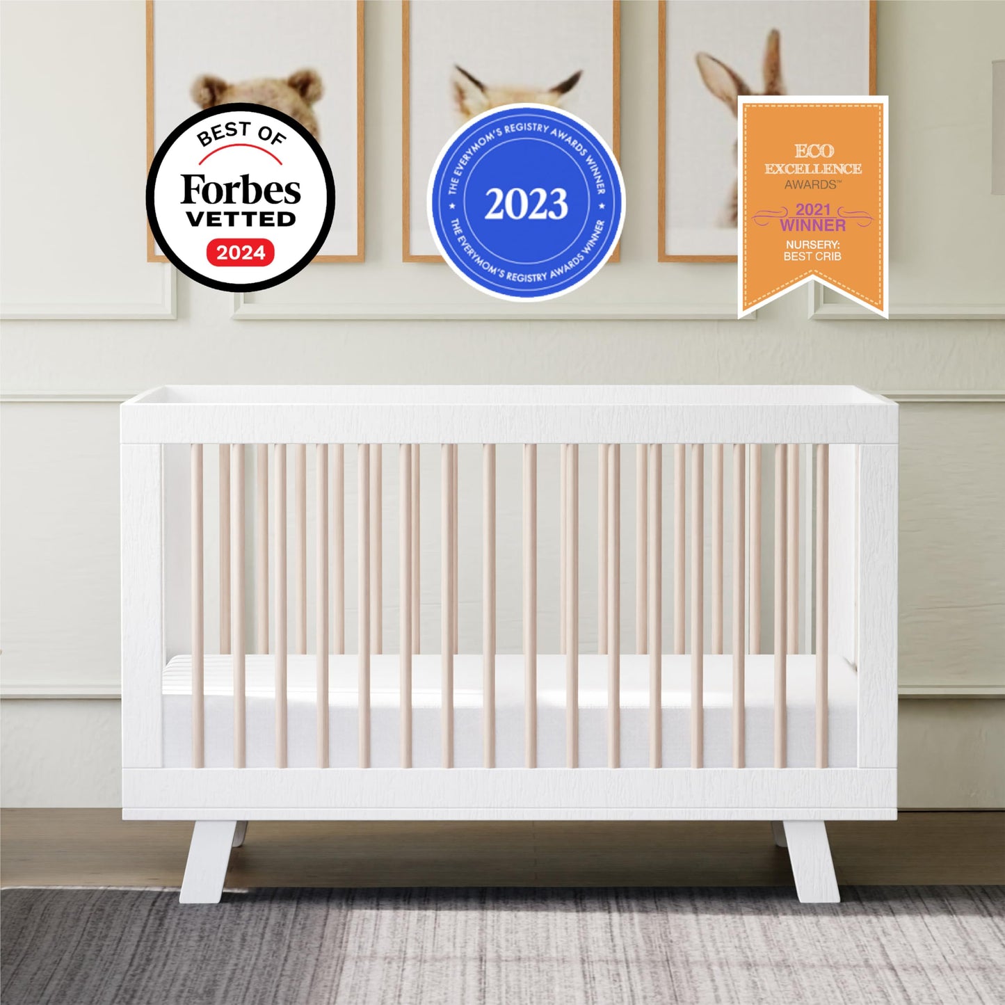 Babyletto Hudson 3-in-1 Convertible Baby Crib - GREENGUARD Gold Certified