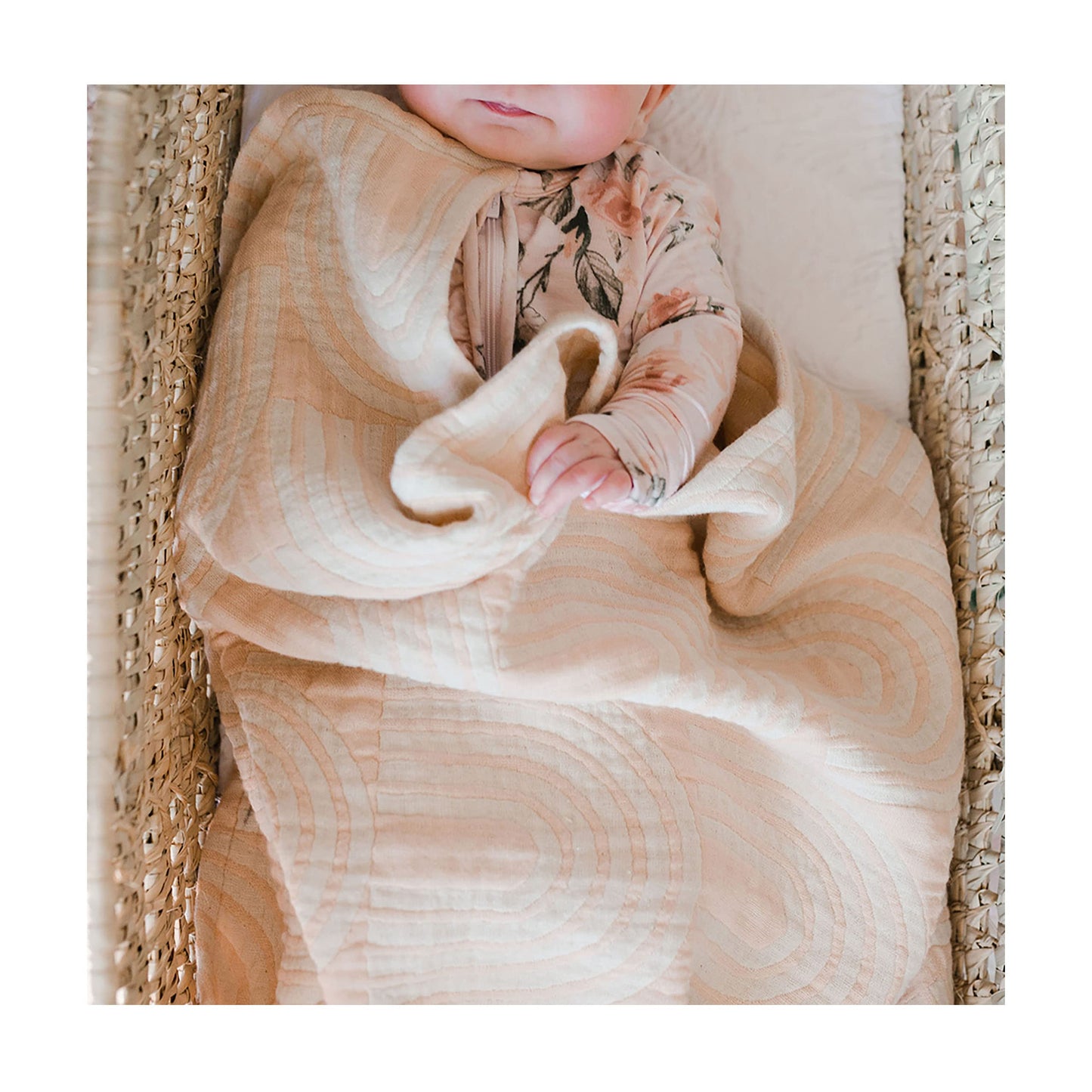 Crane Baby Blanket, 36” x 36”, Soft Cotton Quilted Nursery Blanket for Boys and Girls, Copper, Ezra Print
