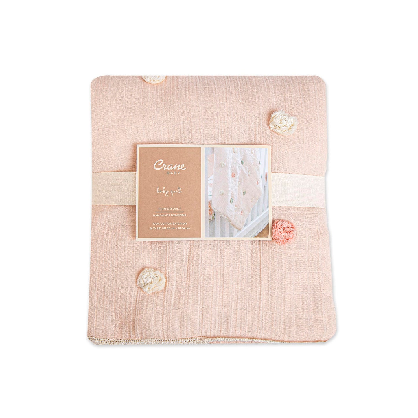 Crane Baby Blanket, 36” x 36”, Soft Cotton Quilted Nursery Blanket for Boys and Girls, Copper, Ezra Print