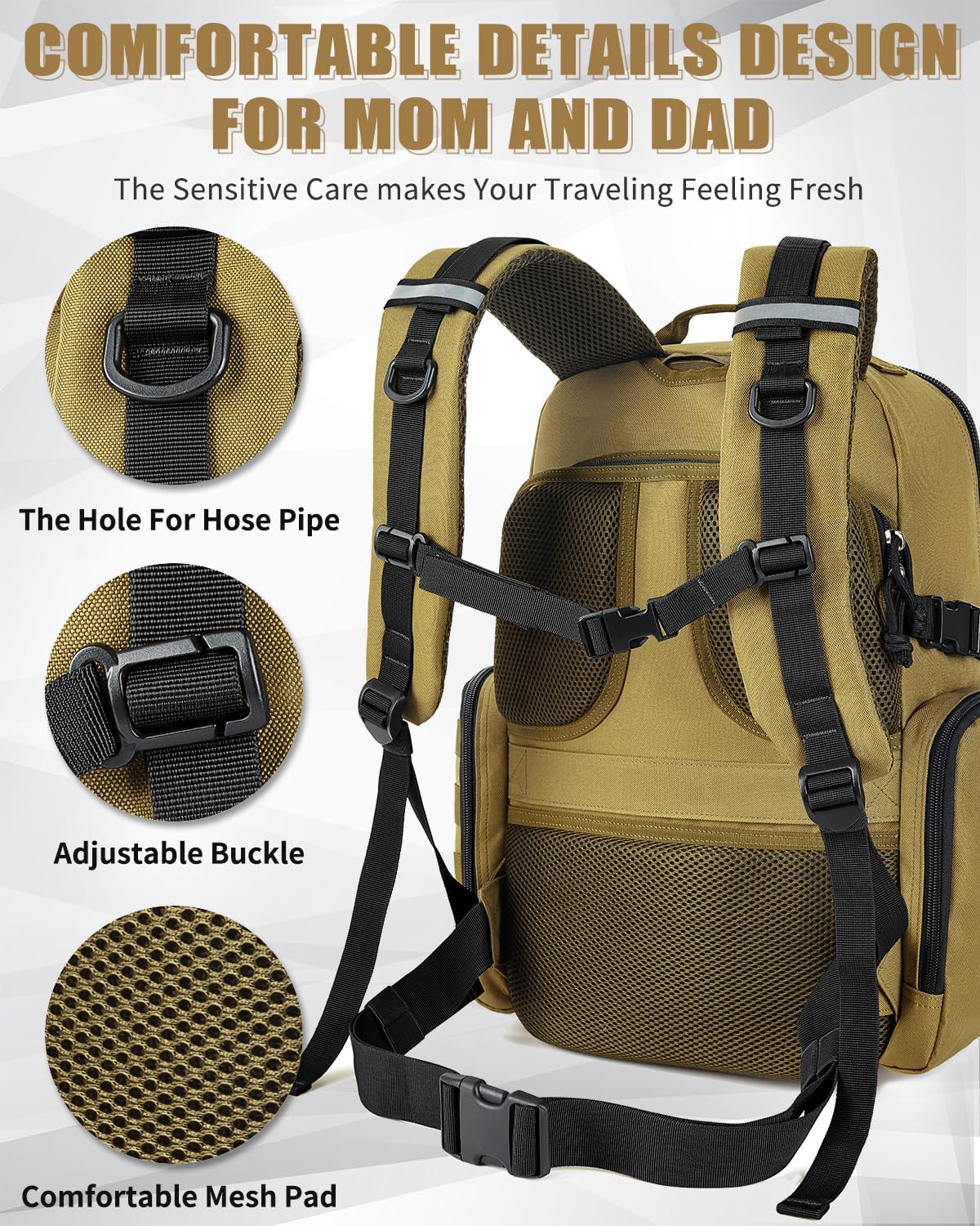 SHARKMOUTH Dad Diaper Bag Backpack - Military Baby Gear Backpacks with Daddy Patches Black