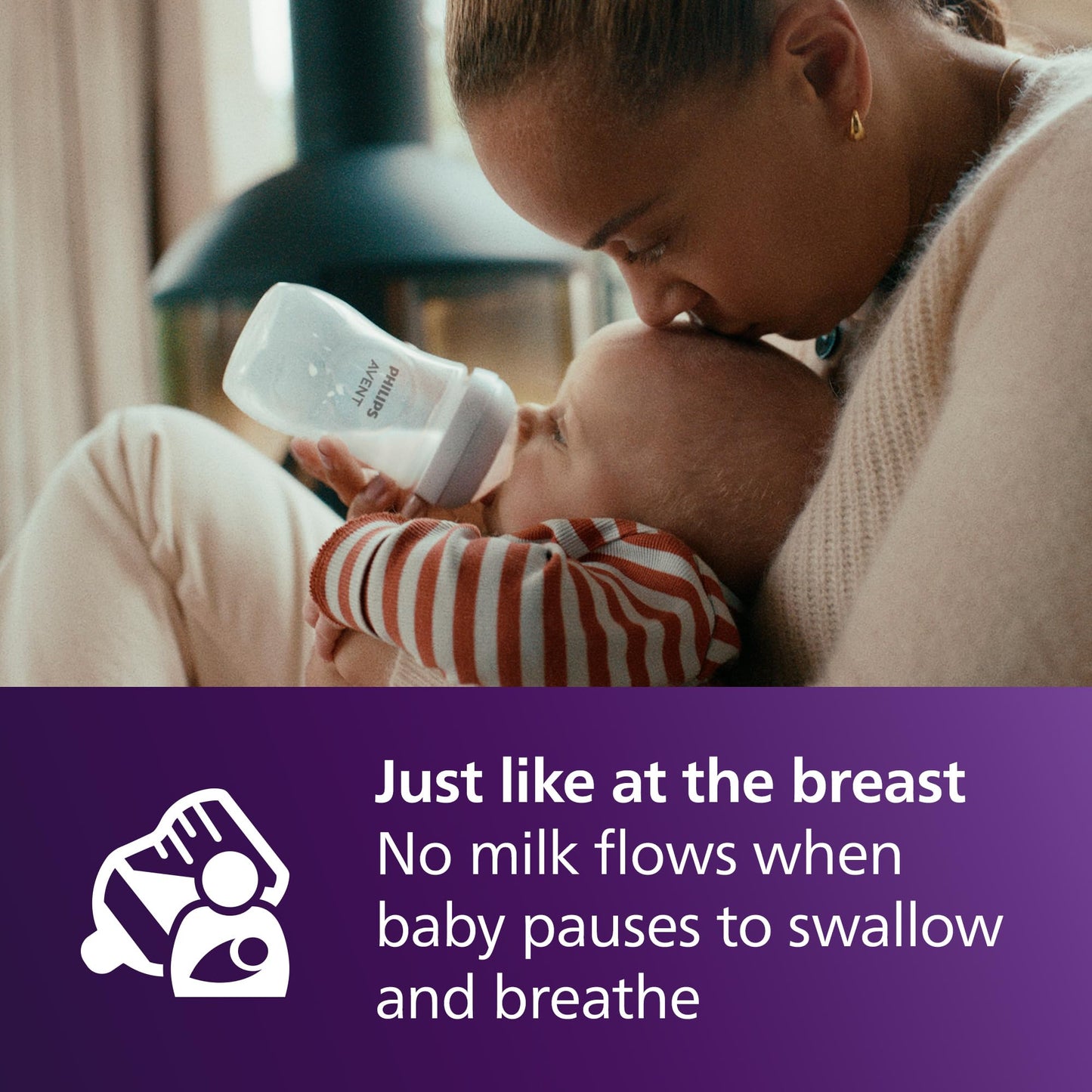 Philips Avent Natural Baby Bottles with Natural Response Nipples (Slow Flow, Flow 2), 4oz, 4-Pack