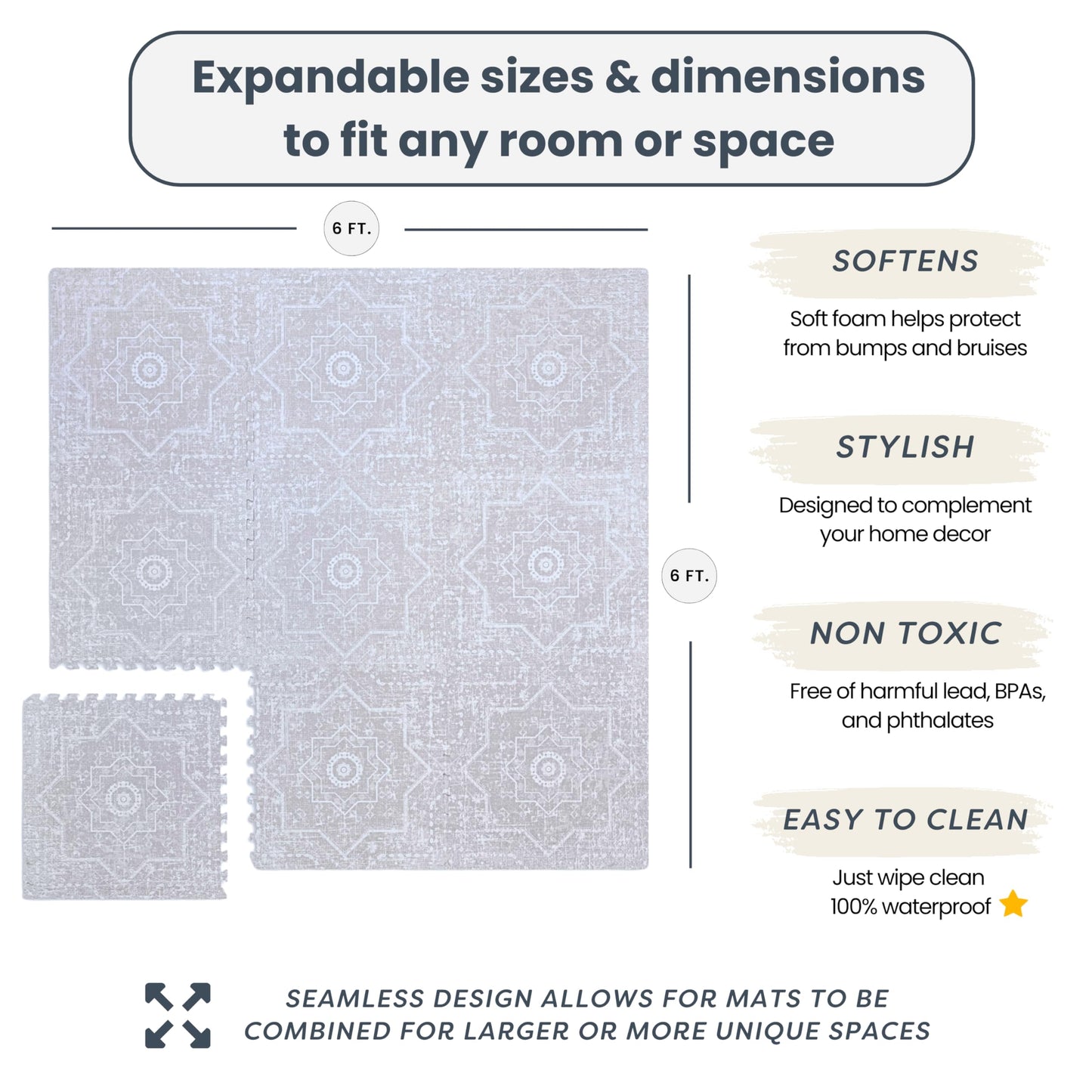 Baby Play Mats for Floor - Eden (4x6ft) - Premium EVA Foam Play Mat for Babies & Toddlers