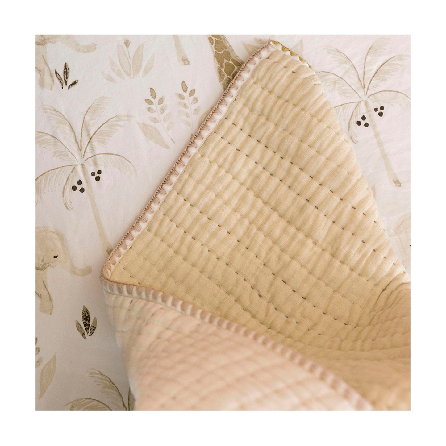 Crane Baby Blanket, 36” x 36”, Soft Cotton Quilted Nursery Blanket for Boys and Girls, Copper, Ezra Print