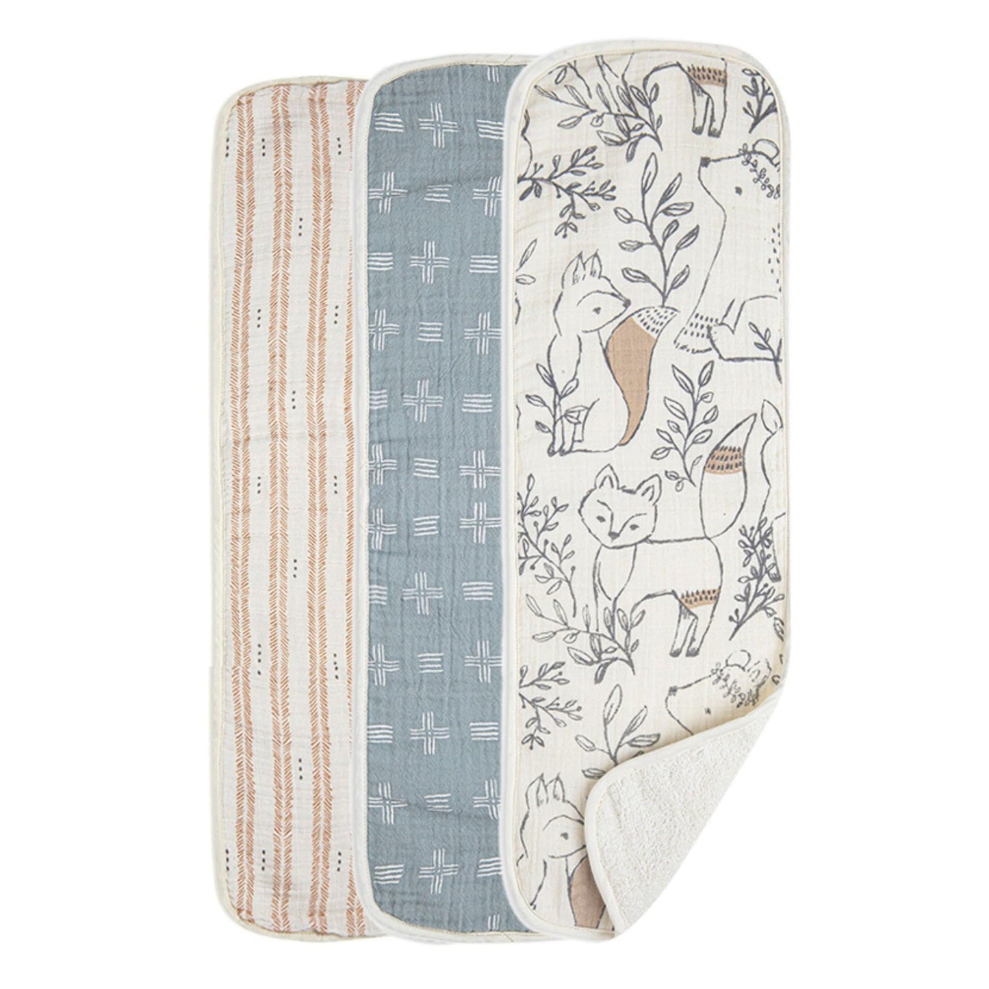 Crane Baby Muslin Burp Cloths, Nautical Theme Whale Design, Baby Boy Essentials, Cotton, Set of 3, 7" x 20" Blue Burp Cloth Set