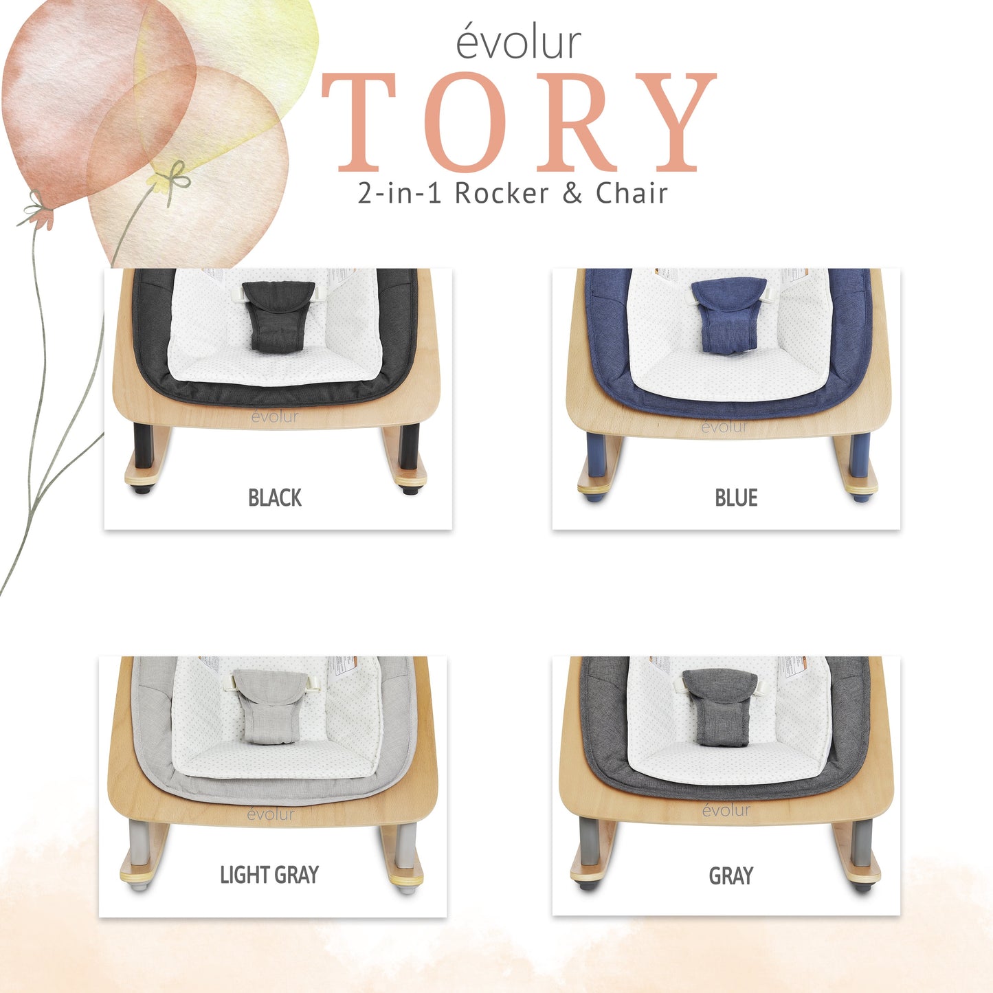 Tory 2-In-1 Rocker & Chair, Light Gray