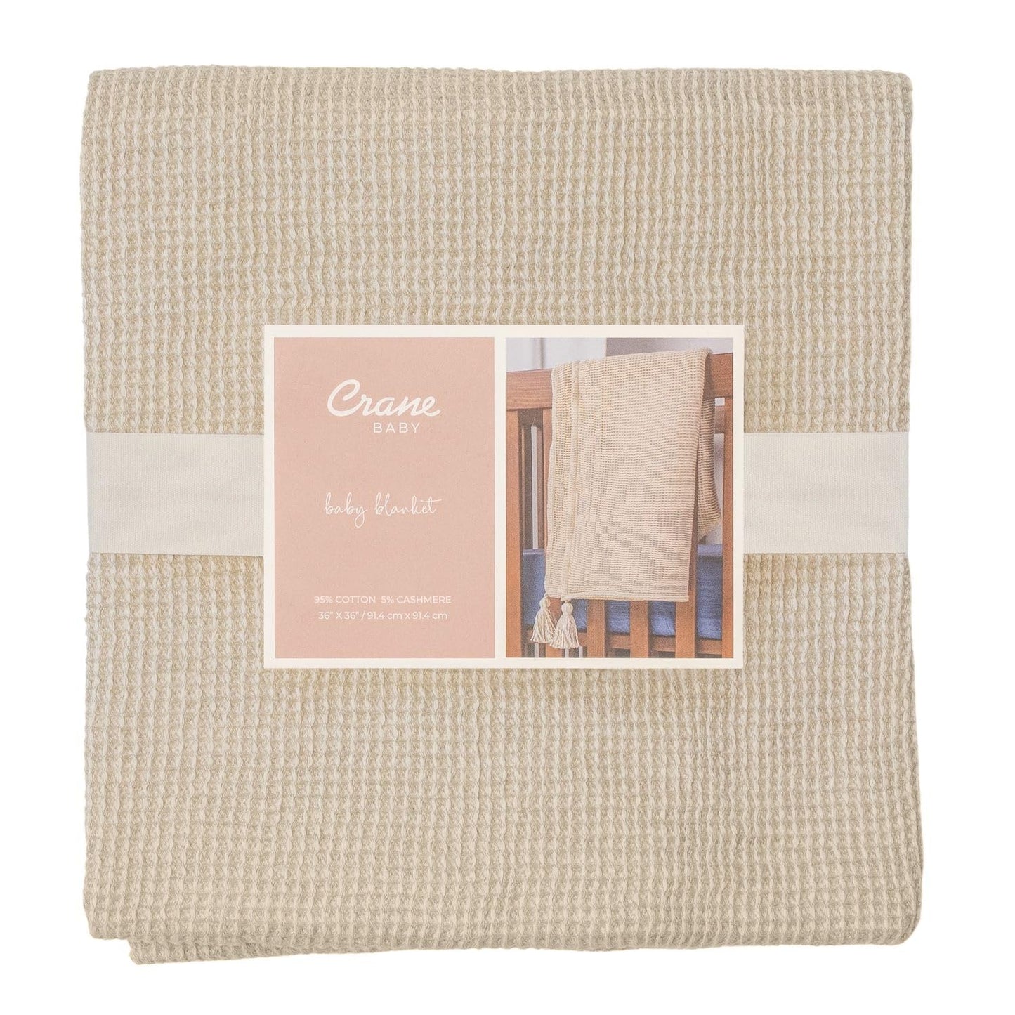 Crane Baby Blanket, 36” x 36”, Soft Cotton Quilted Nursery Blanket for Boys and Girls, Copper, Ezra Print