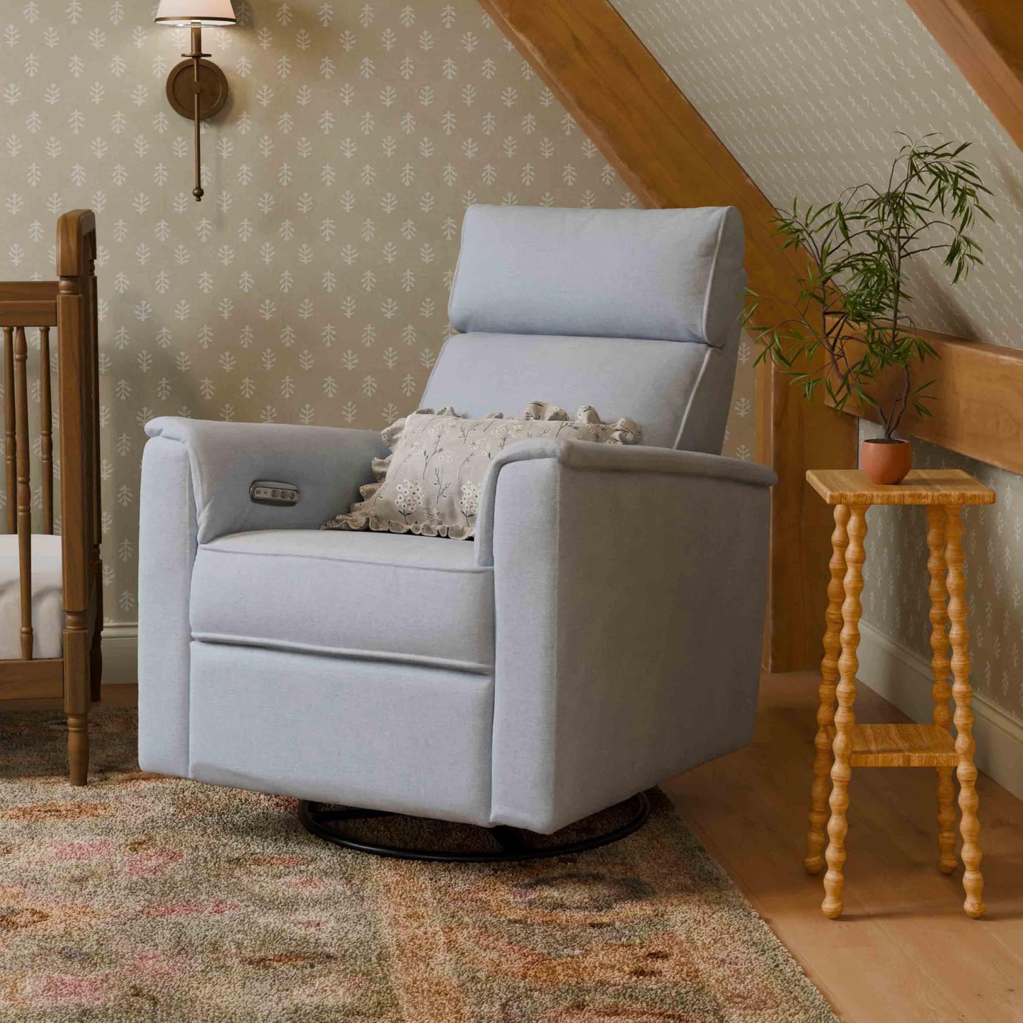 NAMESAKE Willa Plus Electric Power Recliner Chair with Headrest & USB Ports - Water & Stain Resistant Nursery Glider Rocking Chair for Nursing - GREENGUARD Gold Certified 270° Swivel Glider Recliner