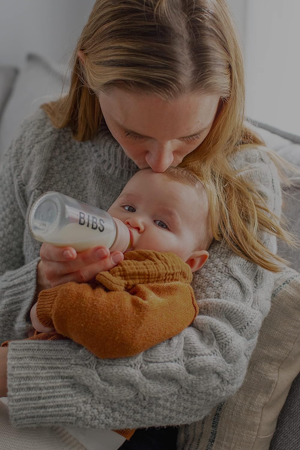 Bibs Baby Glass Bottle | Anti-Colic Borosilicate Glass Bottles | Natural Vented Round Natural Rubber Latex Nipple | Consistent Flow Rate | 7.6 oz/225 ml | 2 Pack | Blush/Woodchuck