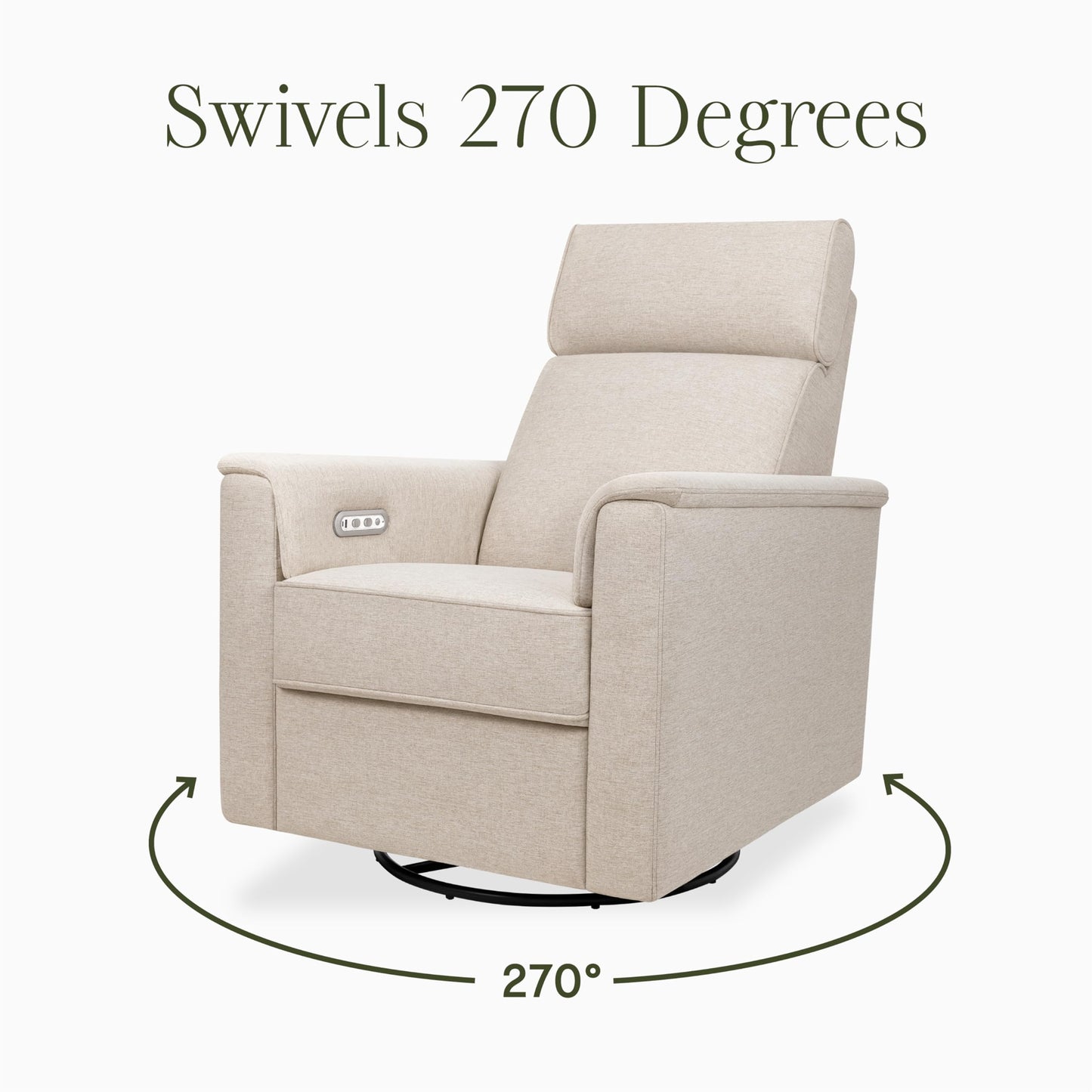 NAMESAKE Willa Plus Electric Power Recliner Chair with Headrest & USB Ports - Water & Stain Resistant Nursery Glider Rocking Chair for Nursing - GREENGUARD Gold Certified 270° Swivel Glider Recliner
