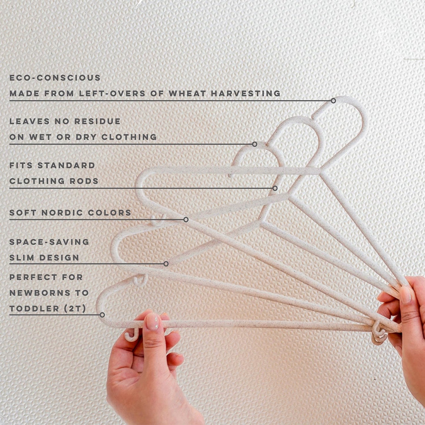 Sustainable Wheat Straw Plastic Toddler & Kids Hangers – Pack of 30