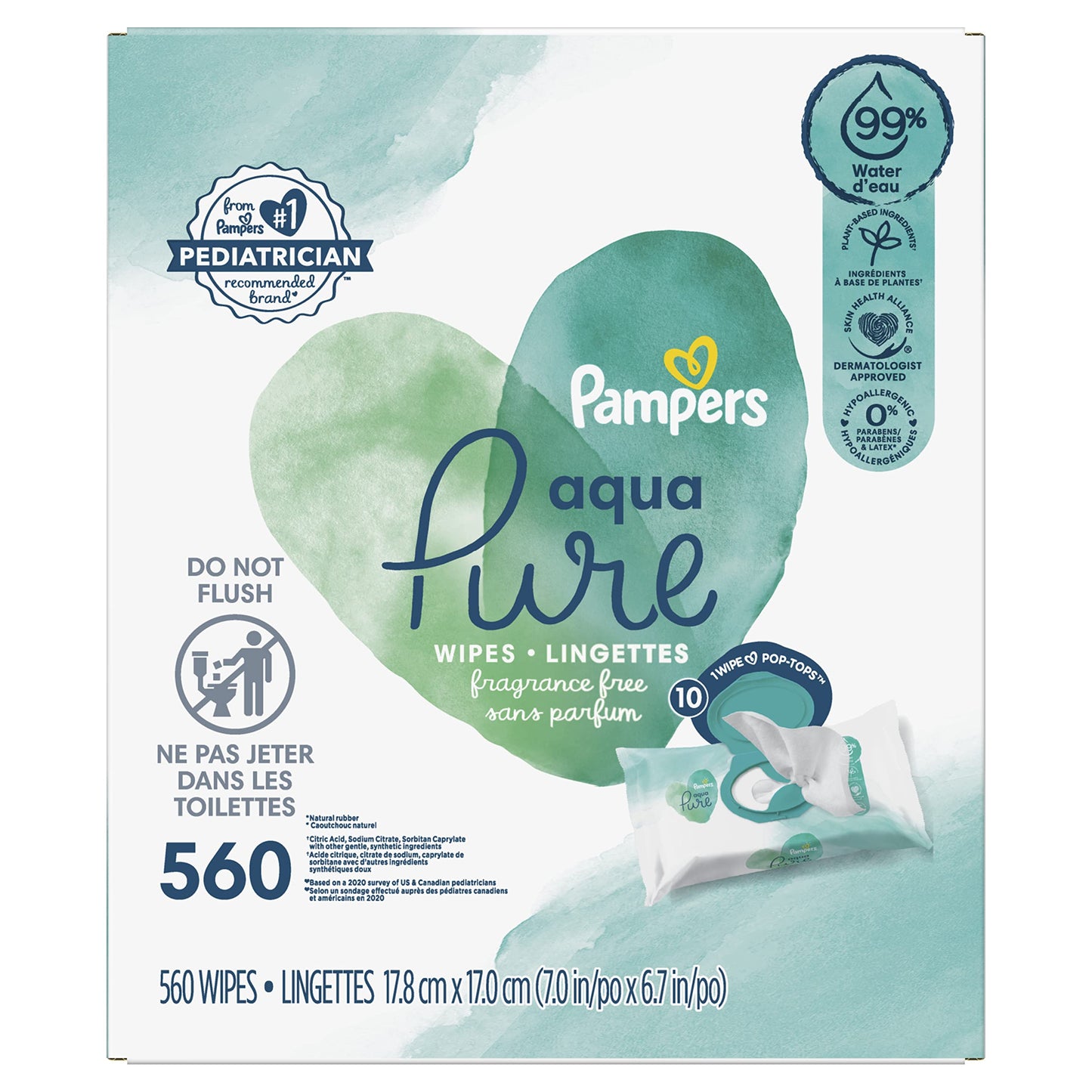 Pampers Baby Wipes Aqua Pure, 99% water-based wipes