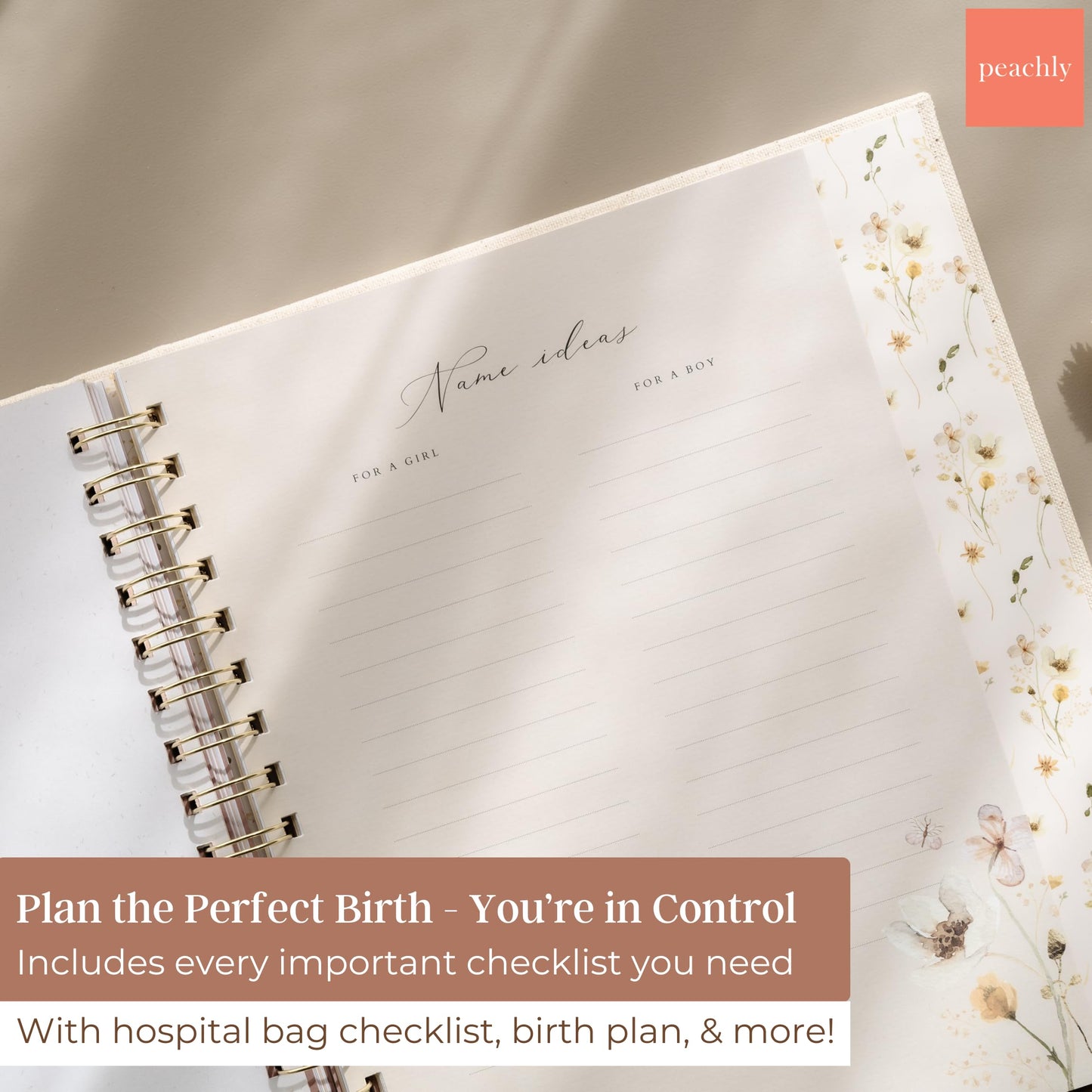 Peachly Pregnancy Journal - Linen Pregnancy Book to Capture Every Milestone - Pregnancy Must Haves - Baby Book Keepsake Pregnancy Journals For First Time Moms and Experienced Moms